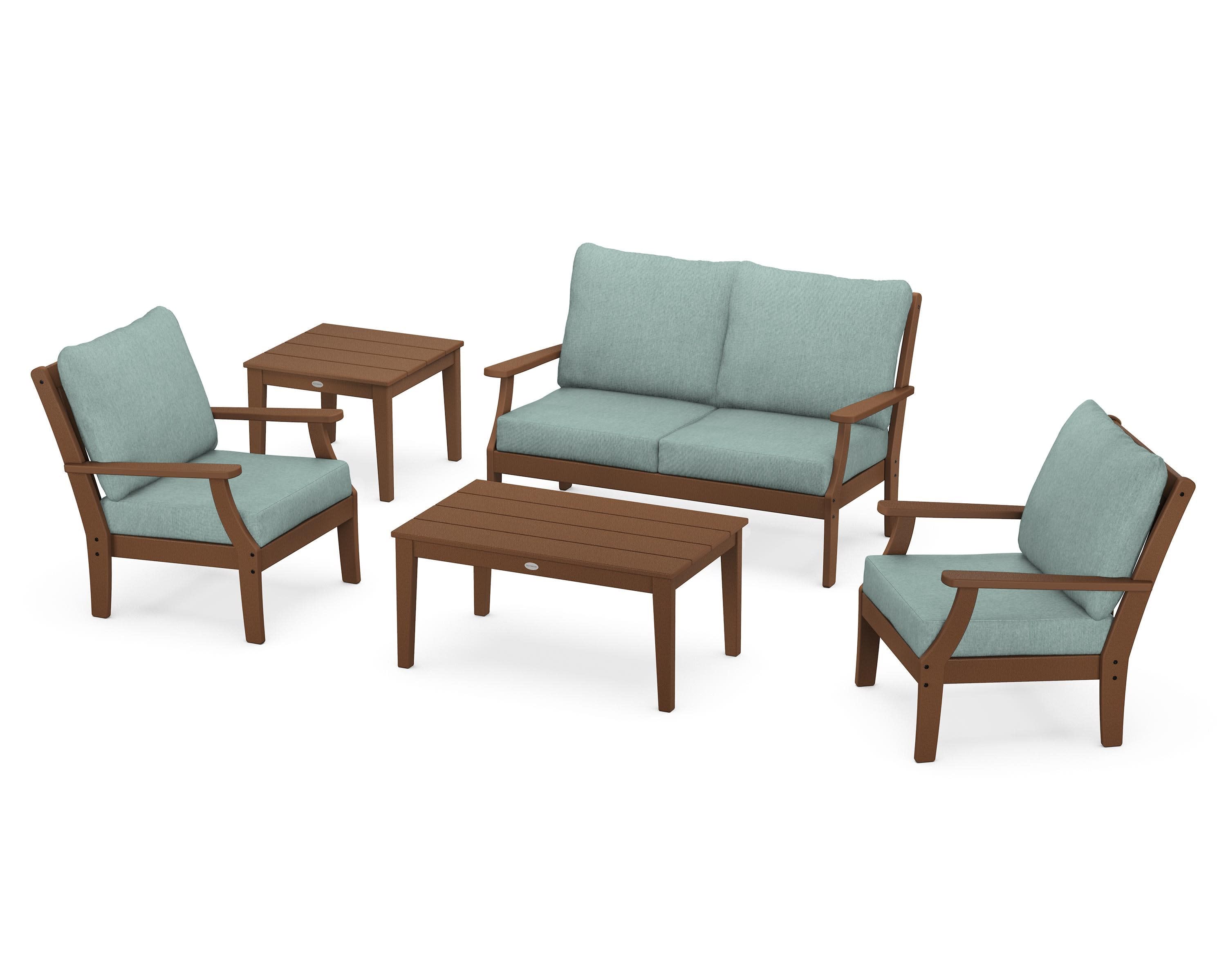 Braxton 5-Piece Deep Seating Set in Teak / Glacier Spa