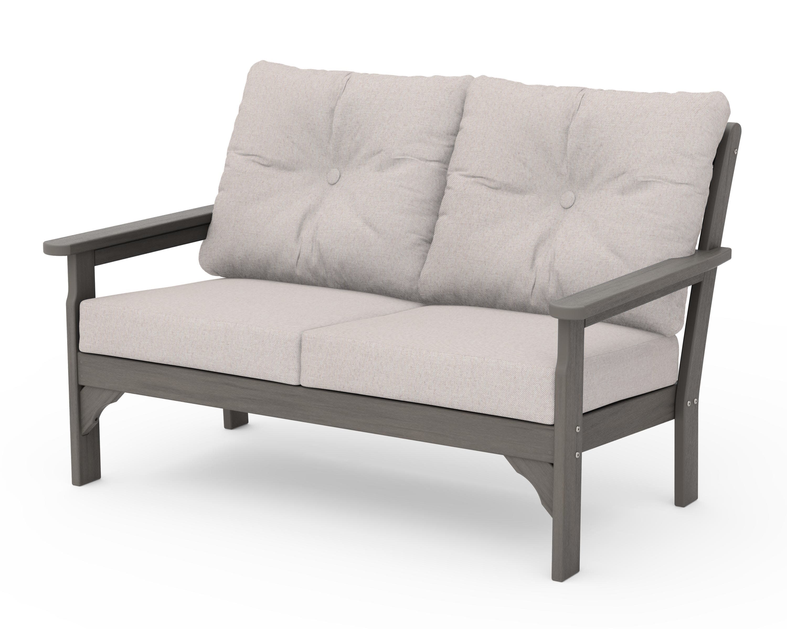 Vineyard Deep Seating Loveseat in Driftwood / Dune Burlap