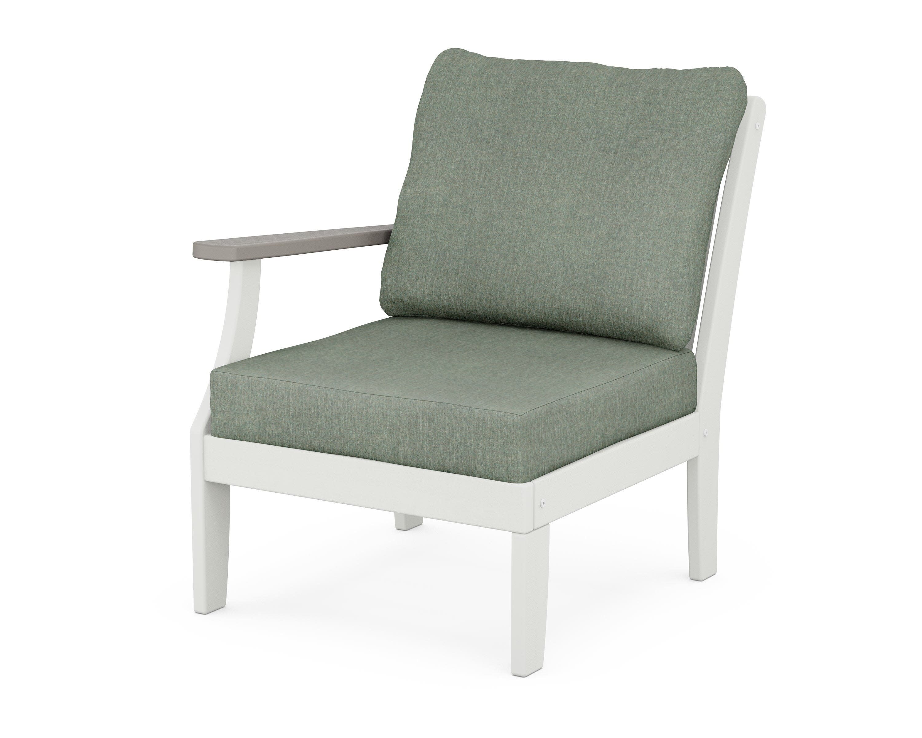 Braxton Modular Left Arm Chair in White / Driftwood / Cast Sage