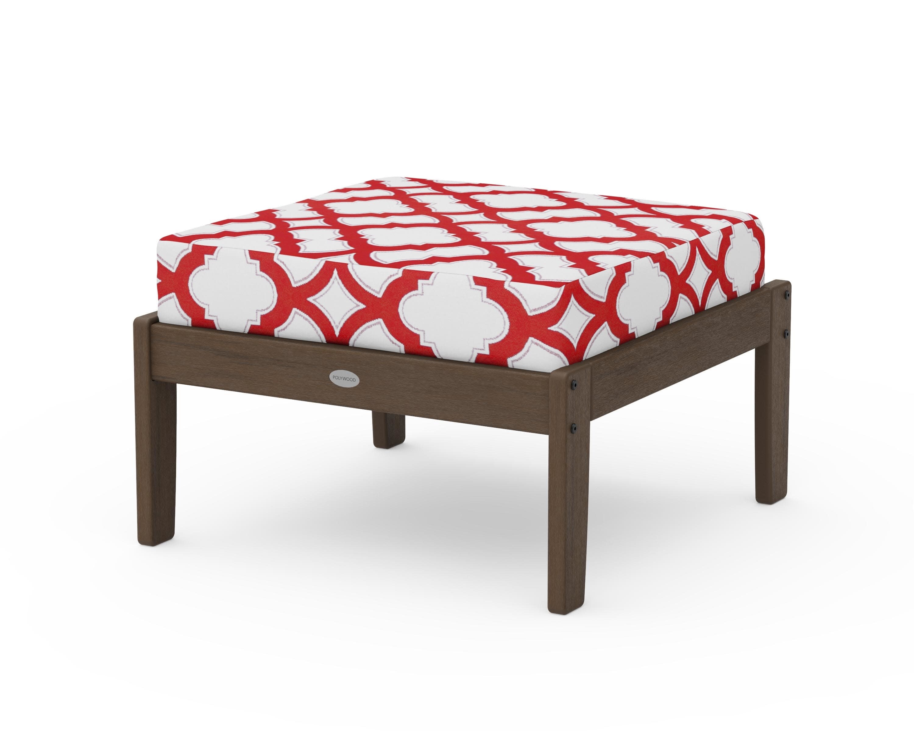 Braxton Deep Seating Ottoman in Kona / Trellis Crimson