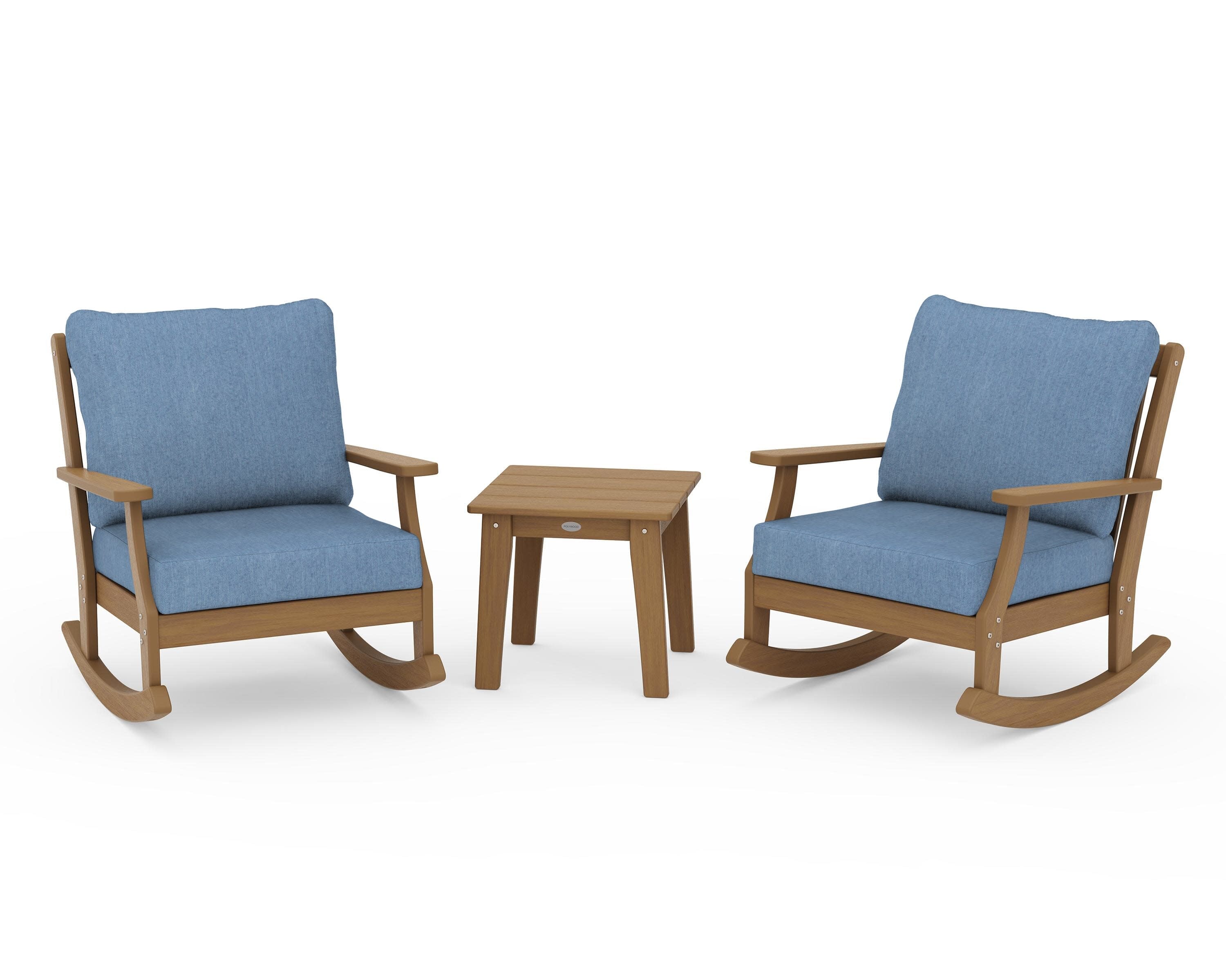 Braxton 3-Piece Deep Seating Rocker Set in Natural / Sky Blue
