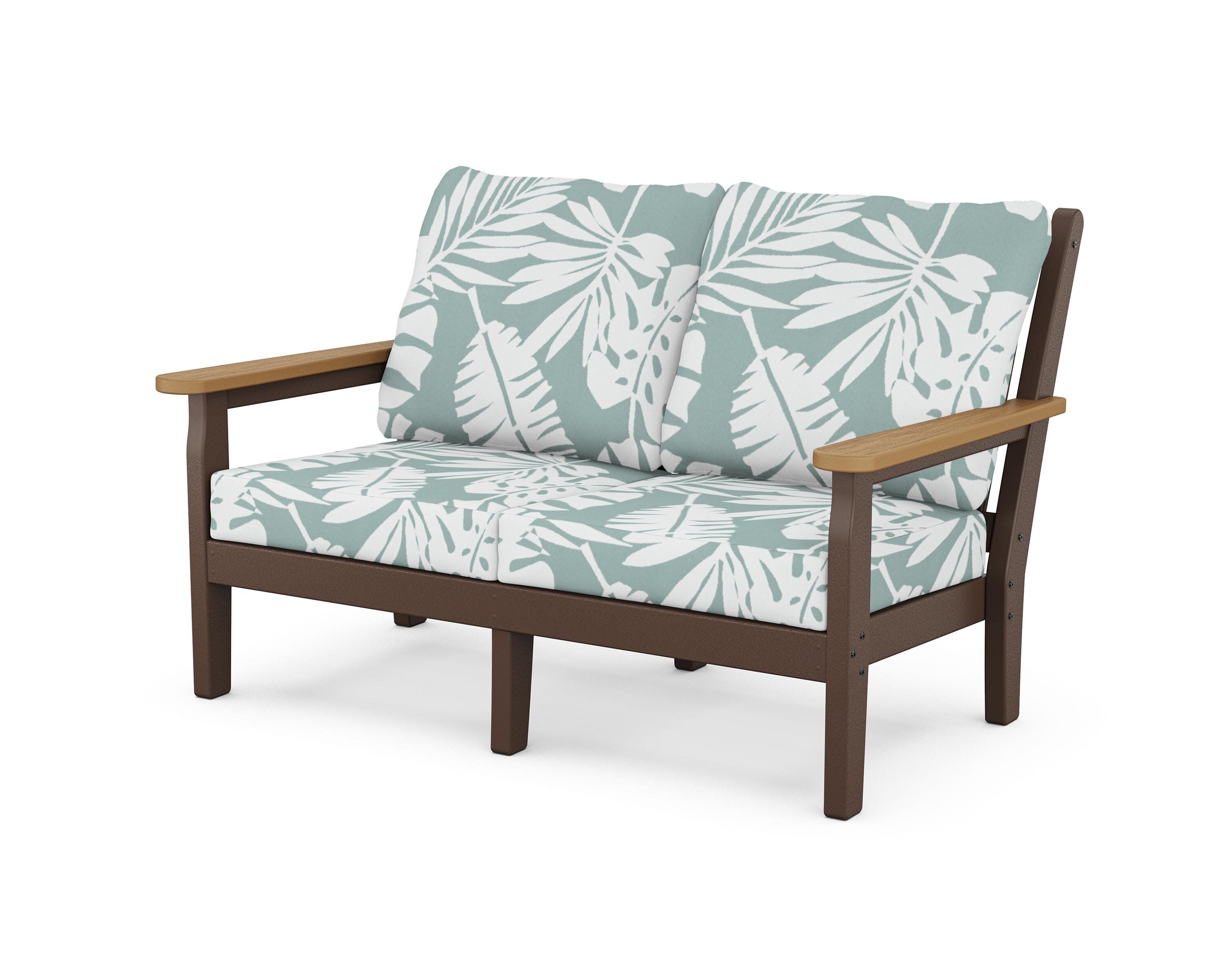 Chippendale Deep Seating Loveseat in Mahogany / Natural / Leaf Glacier Spa