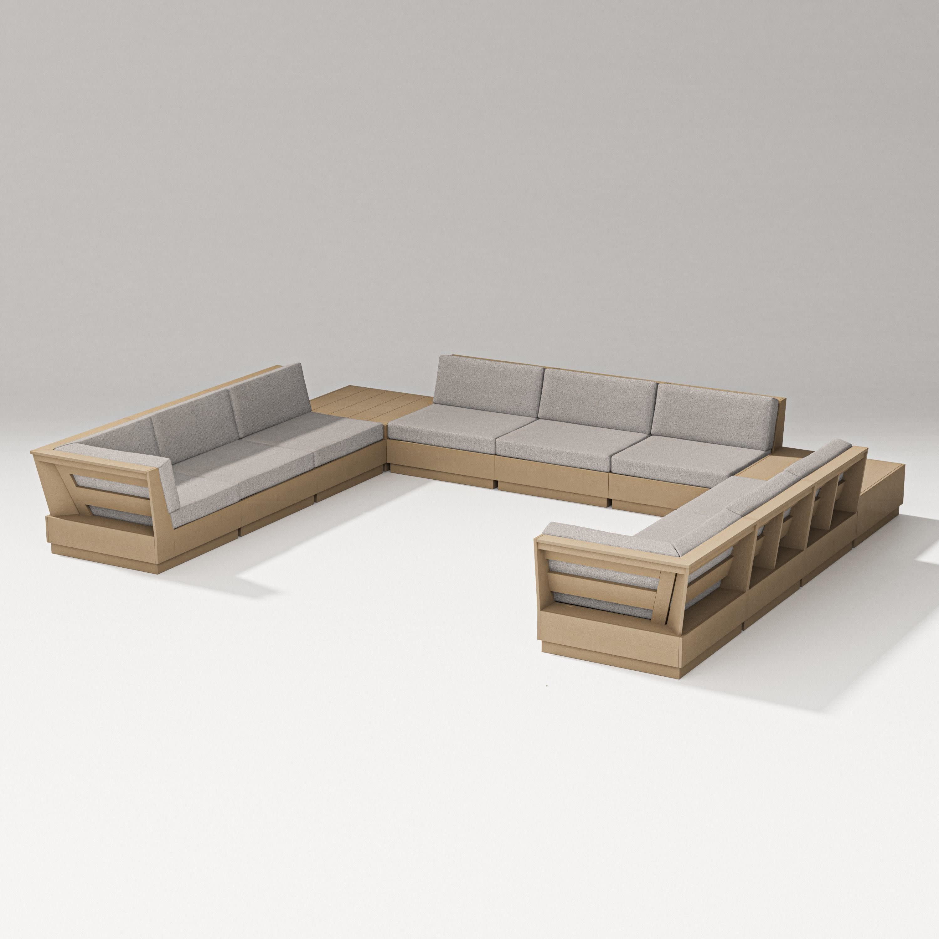 Elevate 11-Piece U-Shaped Sofa Sectional in Vintage Sahara / Weathered Tweed