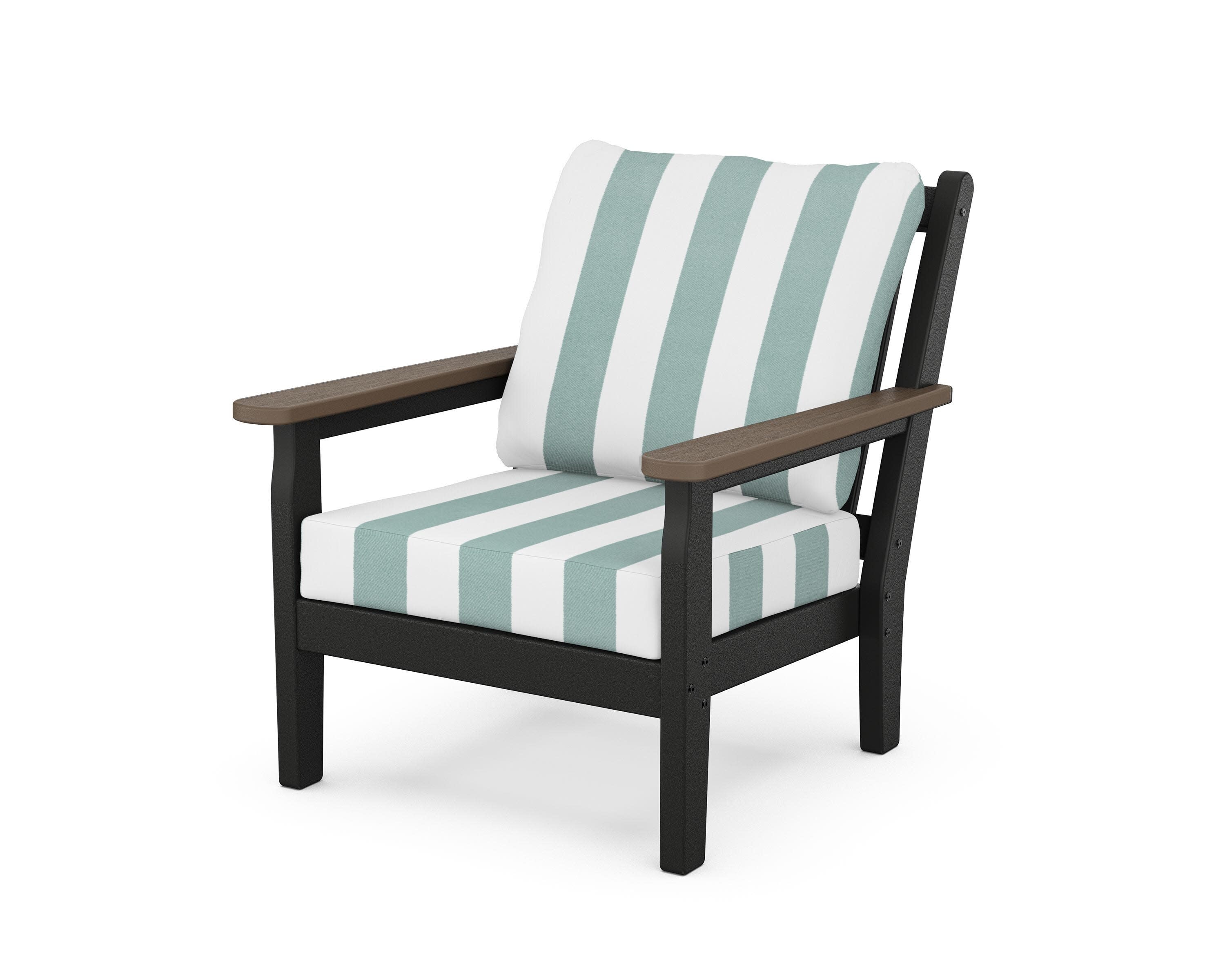 Chippendale Deep Seating Chair in Black / Kona / Cabana Stripe Glacier Spa
