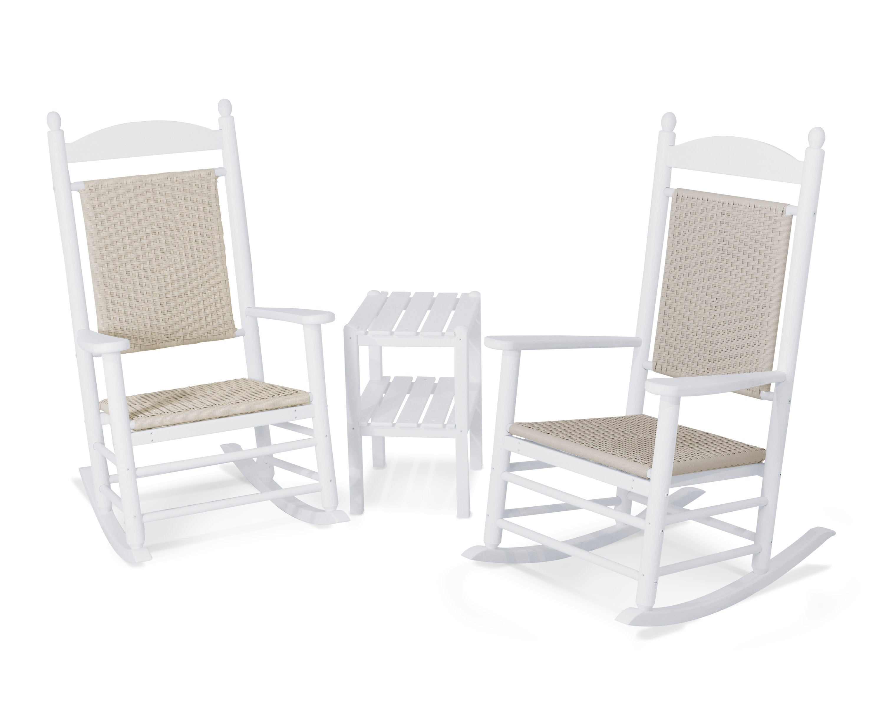 Jefferson 3-Piece Woven Rocker Set in White / White Loom