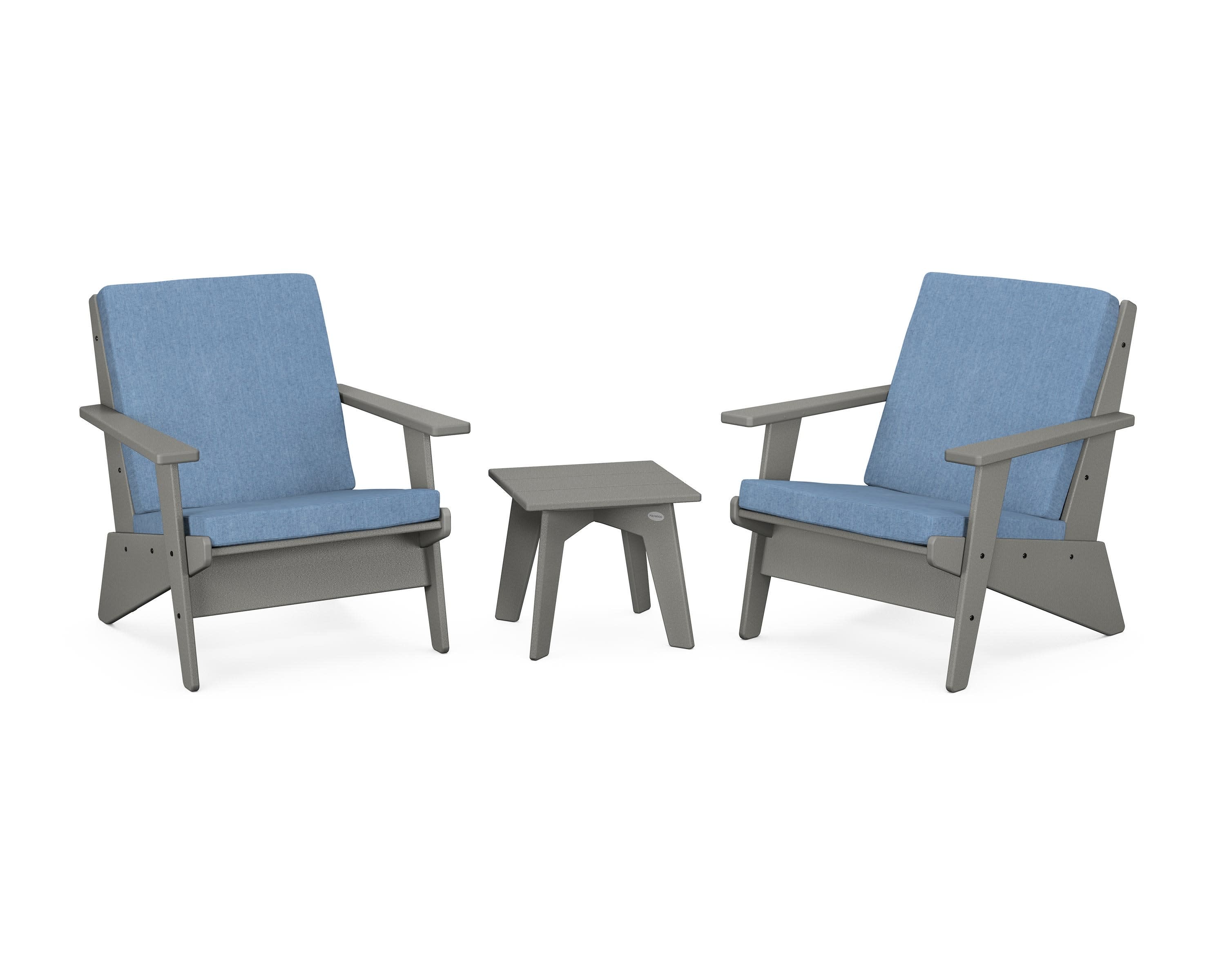 Riviera Modern Lounge 3-Piece Set in Slate Grey / Sky Blue
