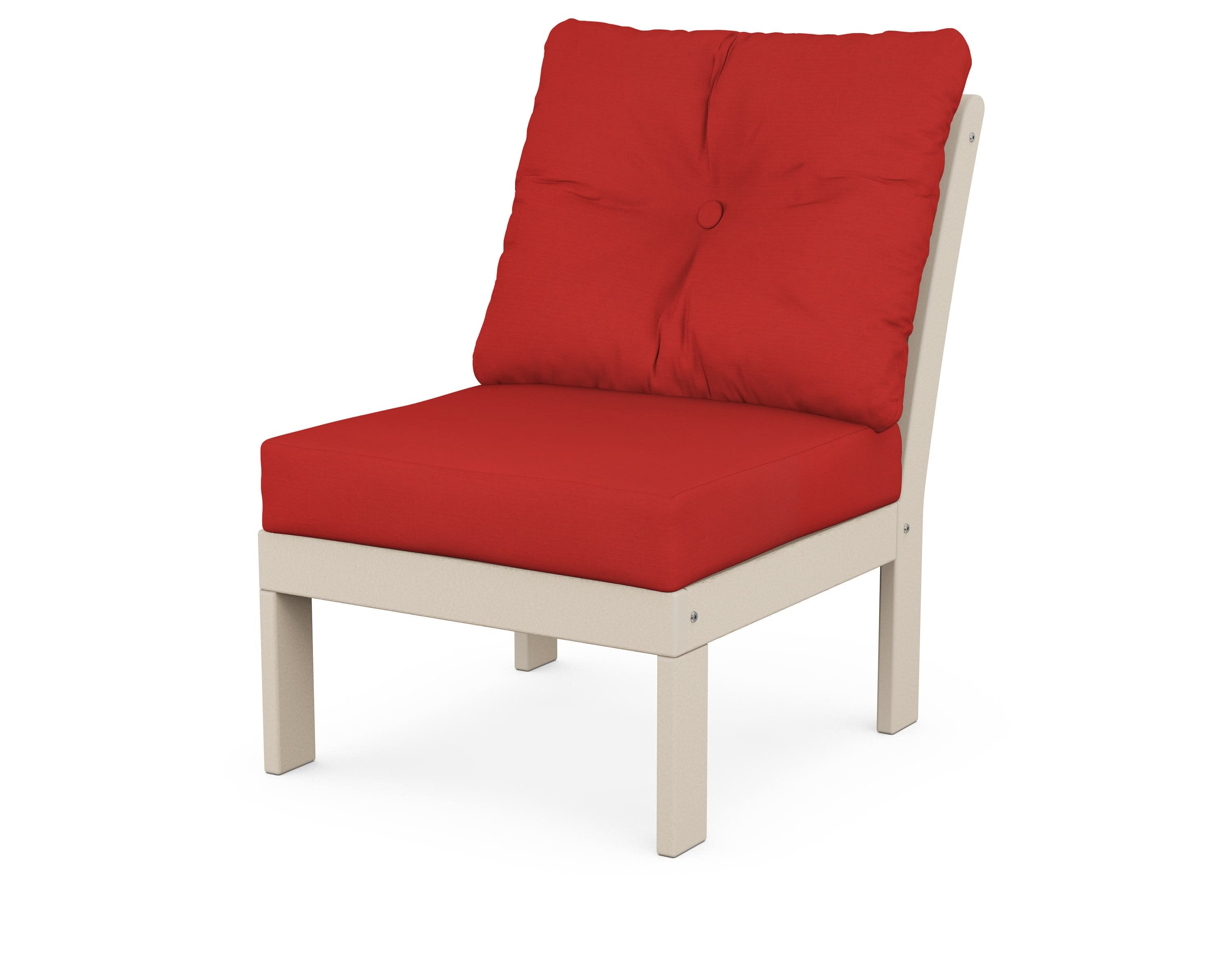 Vineyard Modular Armless Chair in Sand / Crimson Linen