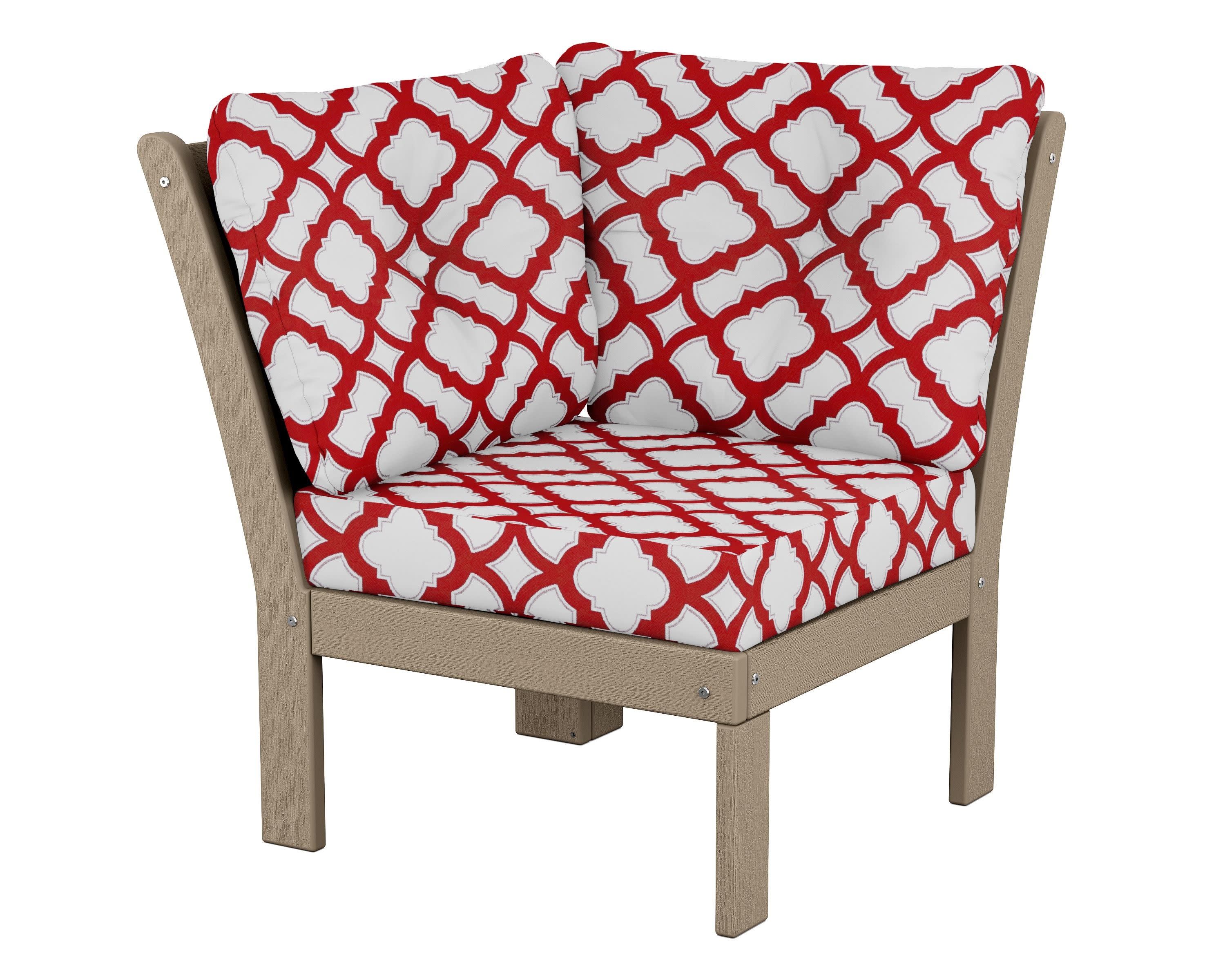 Vineyard Modular Corner Chair in Vintage Sahara / Trellis Crimson