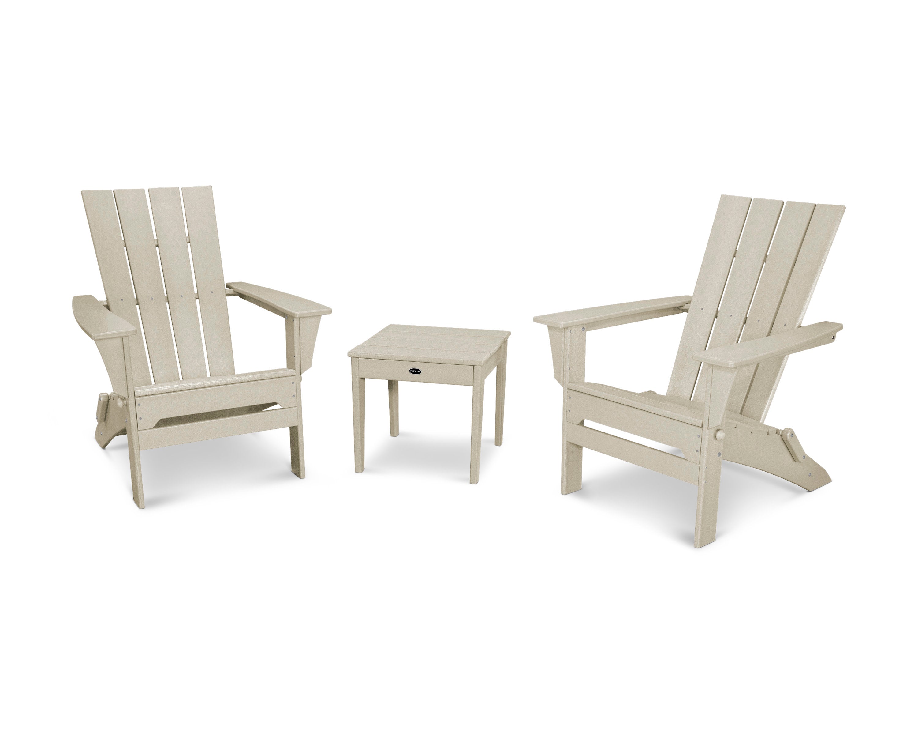 Quattro Folding Chair 3-Piece Adirondack Set in Sand