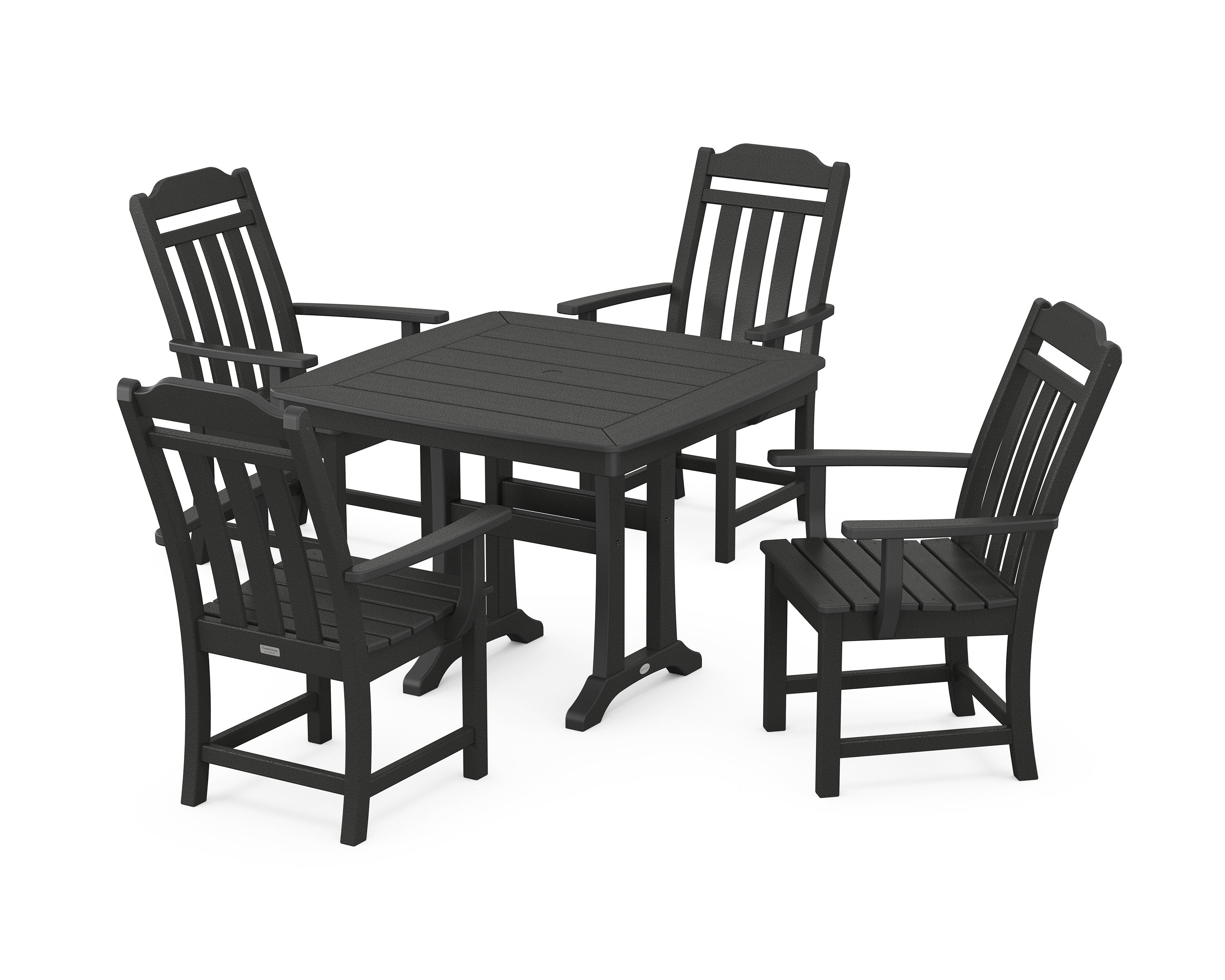 Cottage 5-Piece Dining Set with Trestle Legs in Black