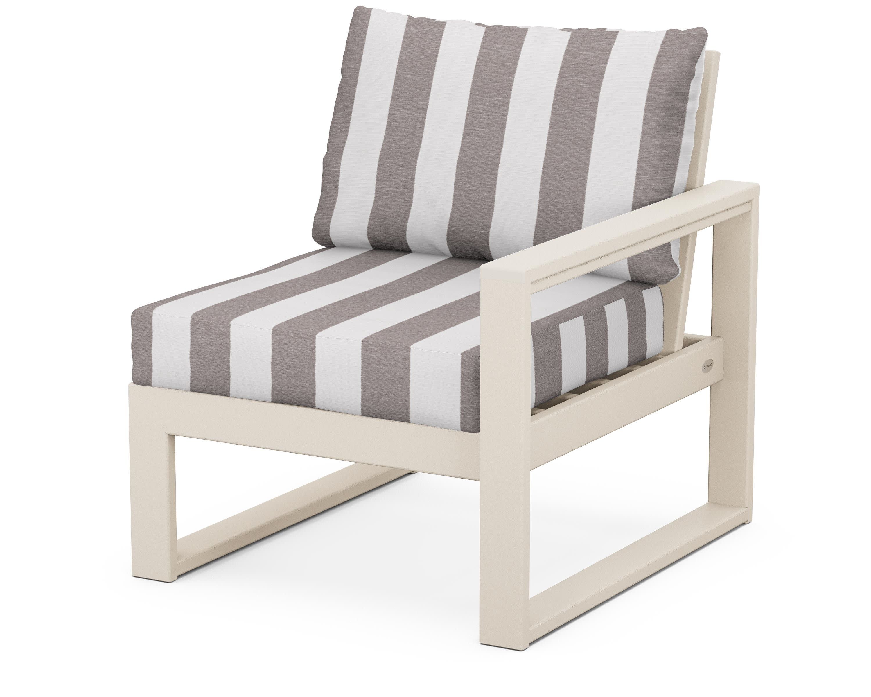 EDGE Modular Right Arm Chair in Sand / Cabana Stripe Grey Mist