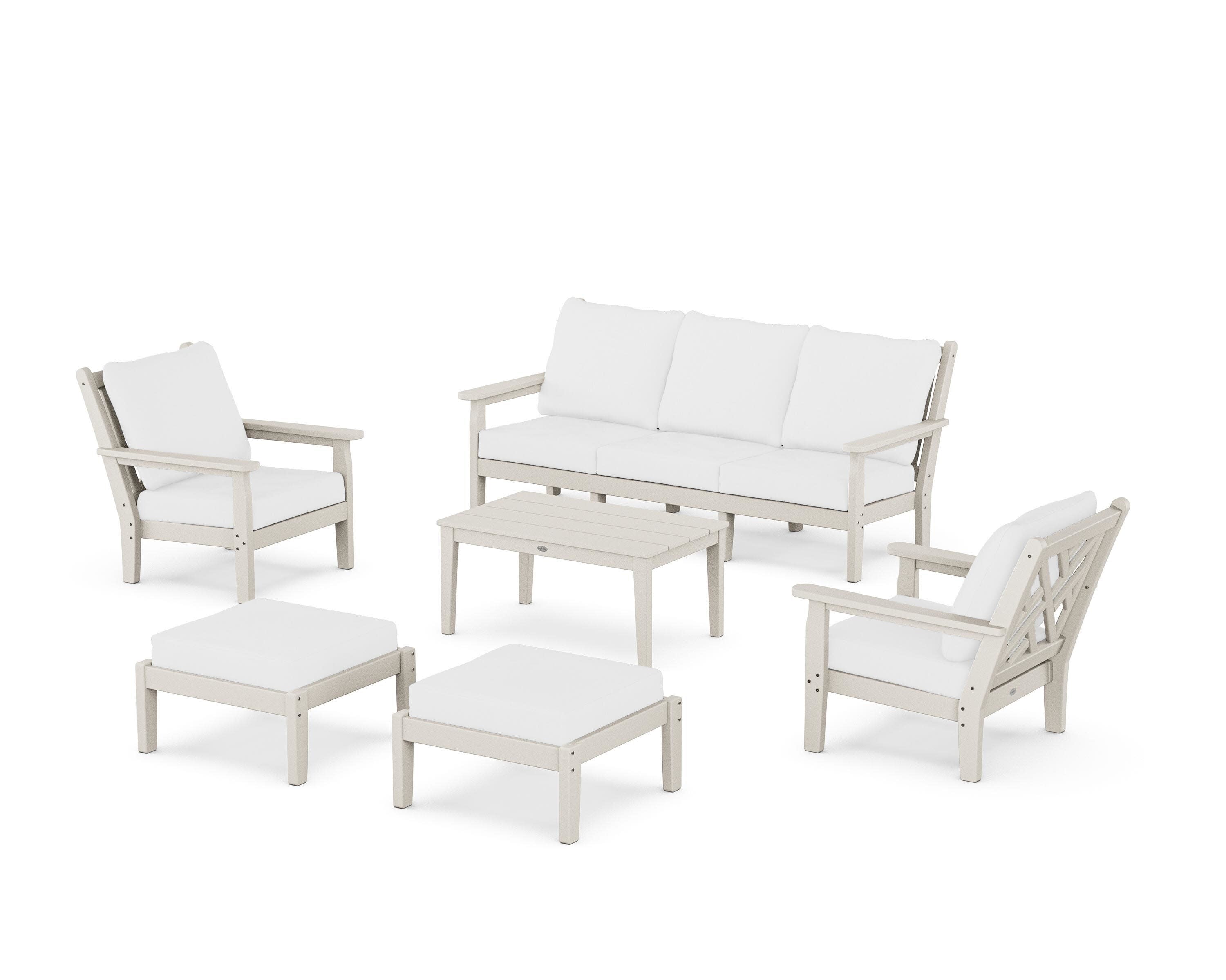 Chippendale 6-Piece Lounge Sofa Set in Sand / Natural