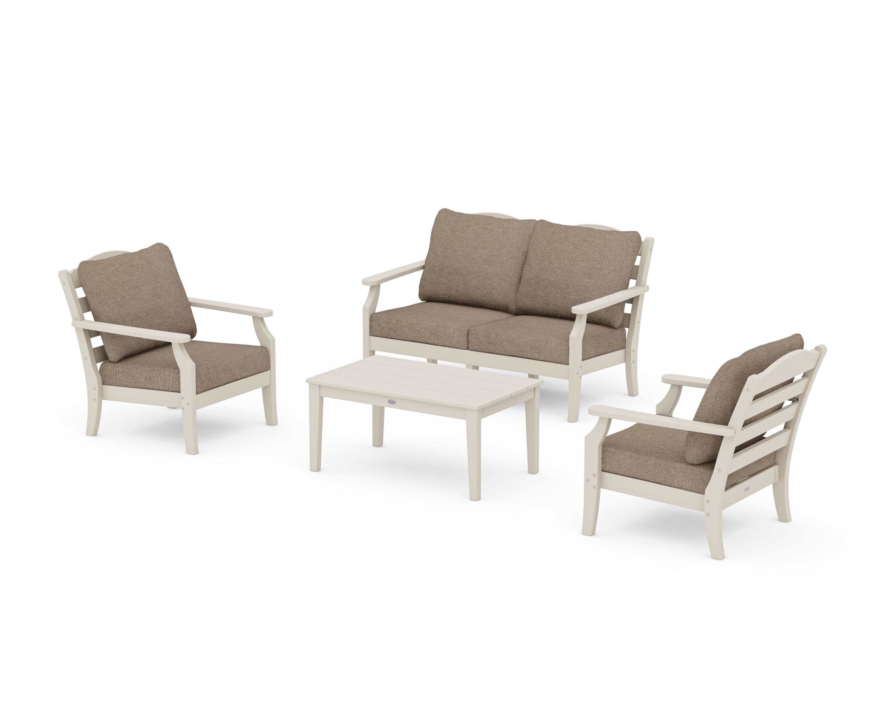 Savannah 4-Piece Deep Seating Set with Loveseat in Sand / Spiced Burlap