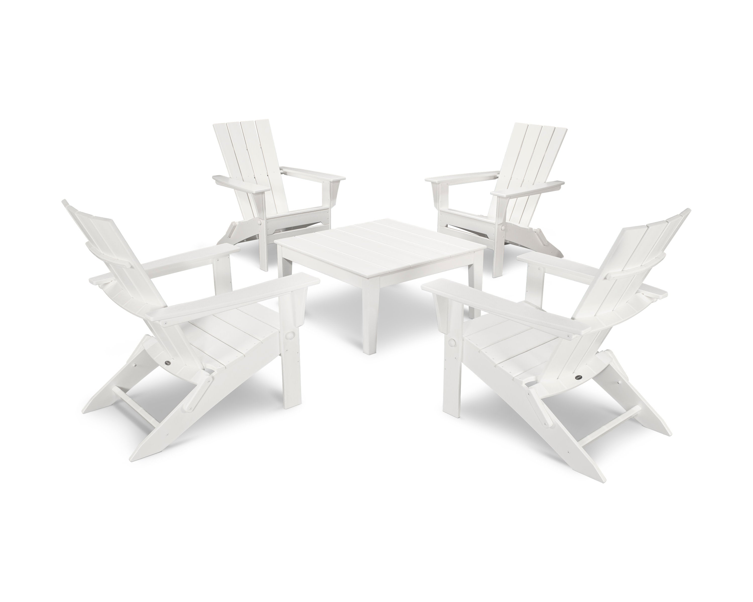 Quattro Folding Chair 5-Piece Conversation Set in White