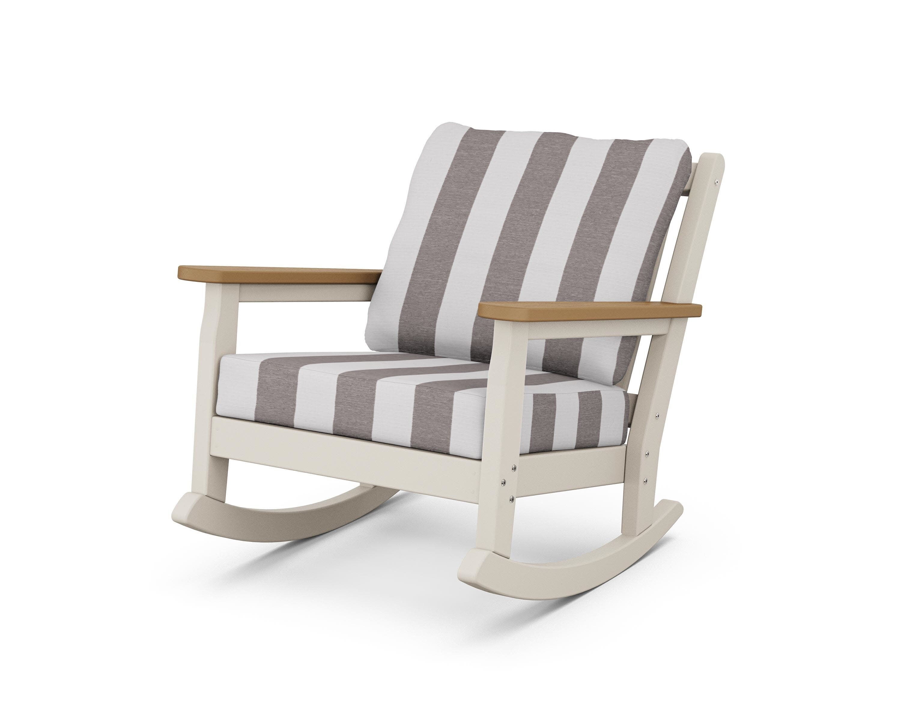 Chippendale Deep Seating Rocking Chair in Sand / Natural / Cabana Stripe Grey Mist