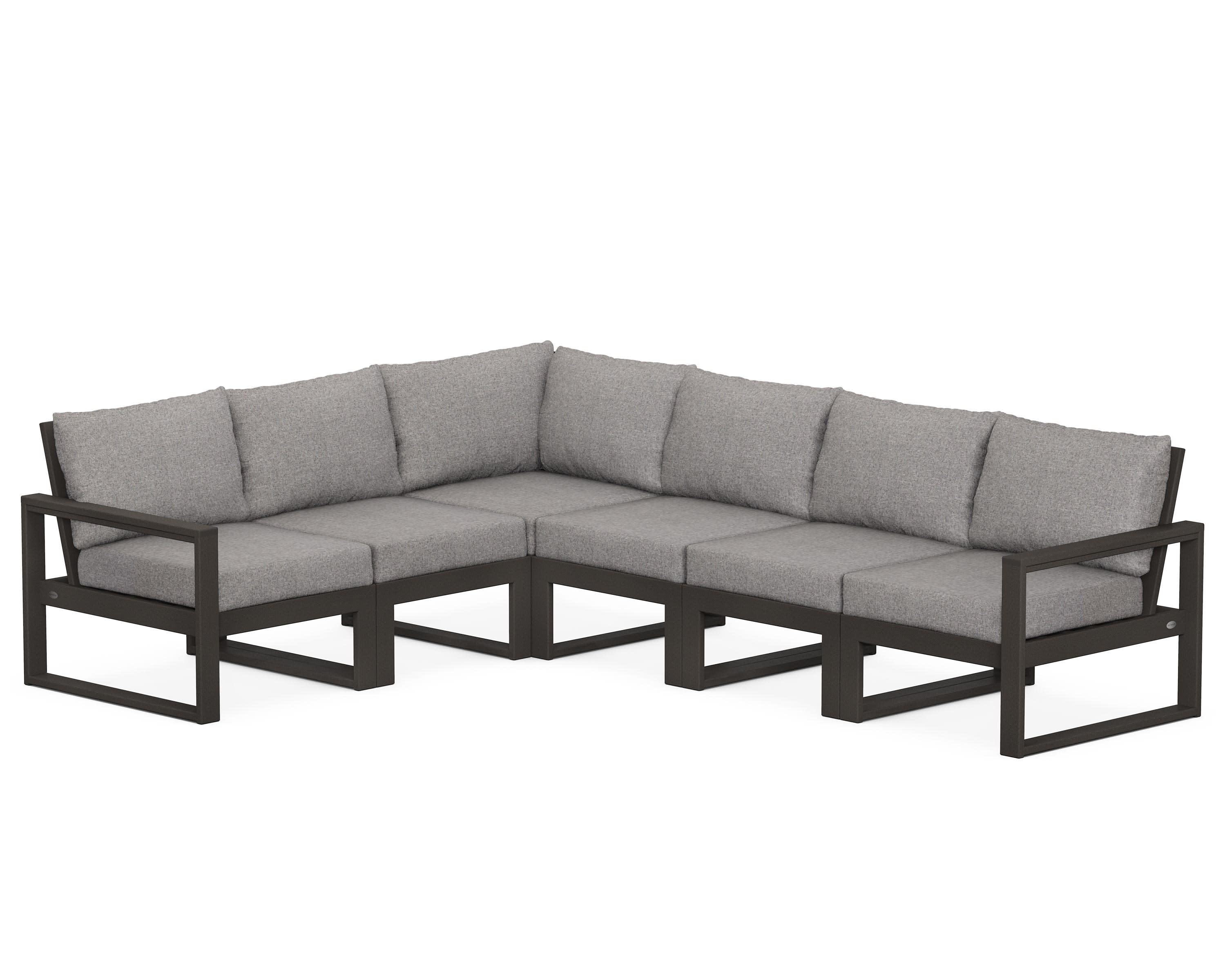 EDGE 6-Piece Modular Deep Seating Set in Vintage Coffee / Grey Mist