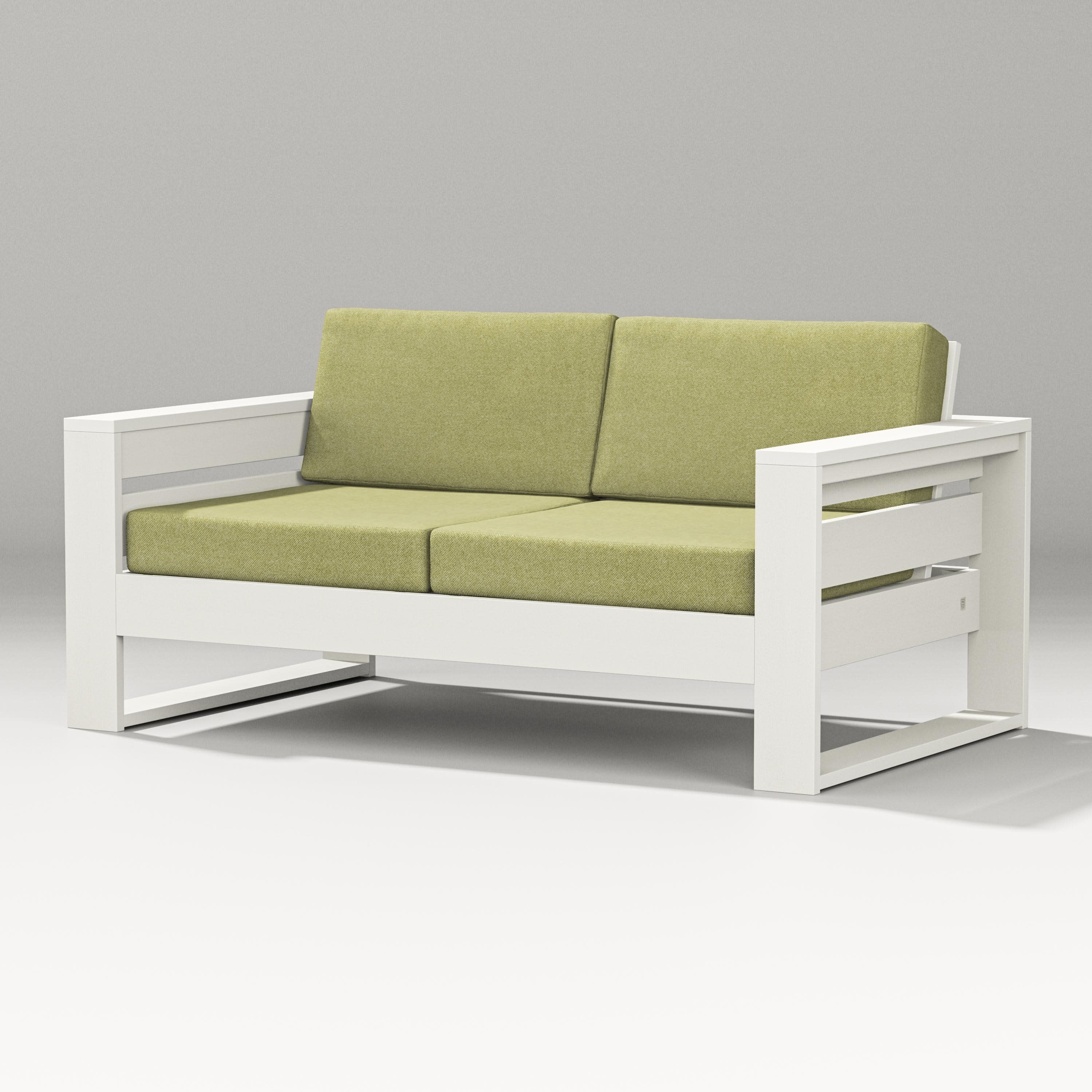 Latitude Loveseat in Vintage White / Chartreuse Boucle