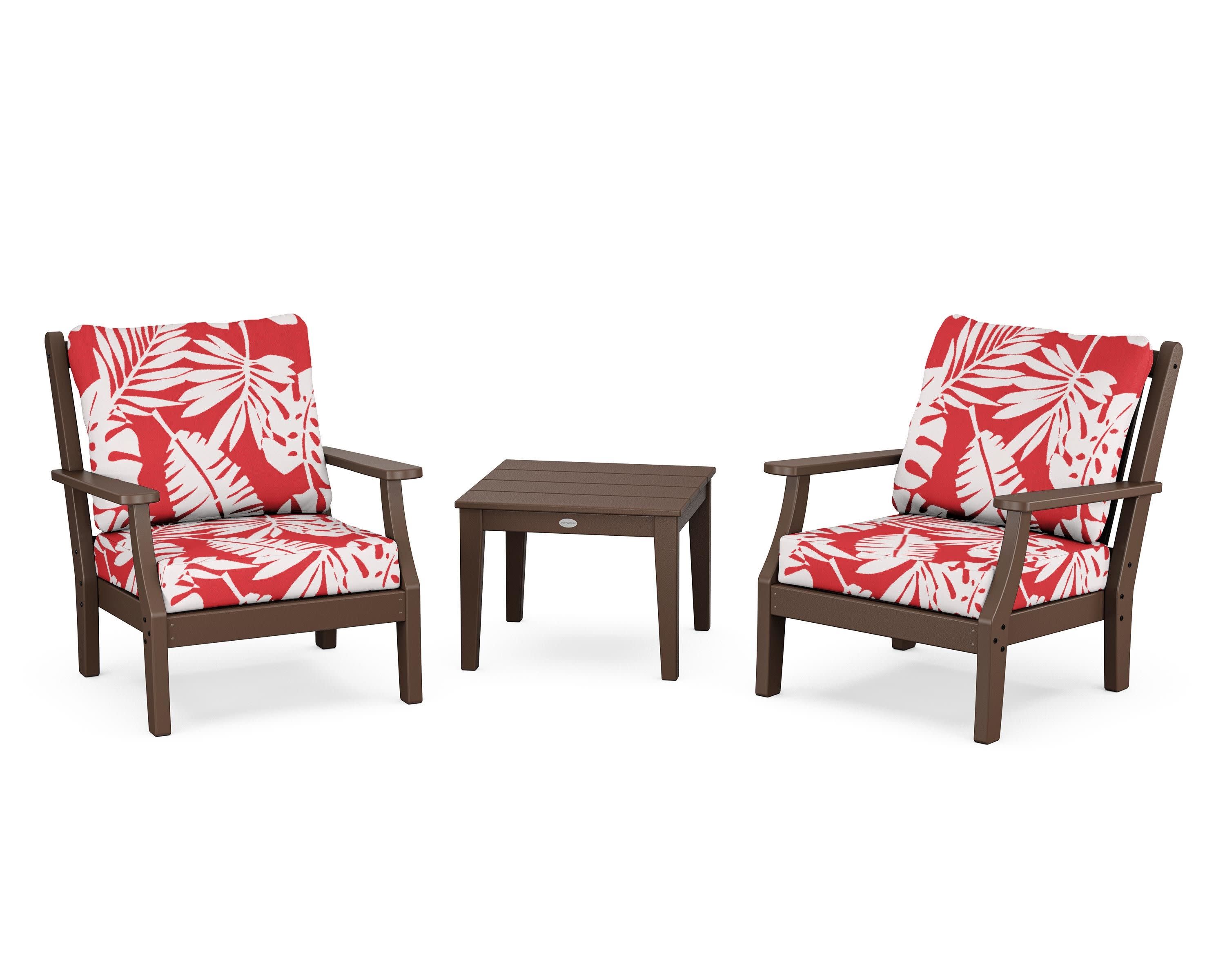 Wovendale 3-Piece Deep Seating Set in Mahogany / Leaf Crimson