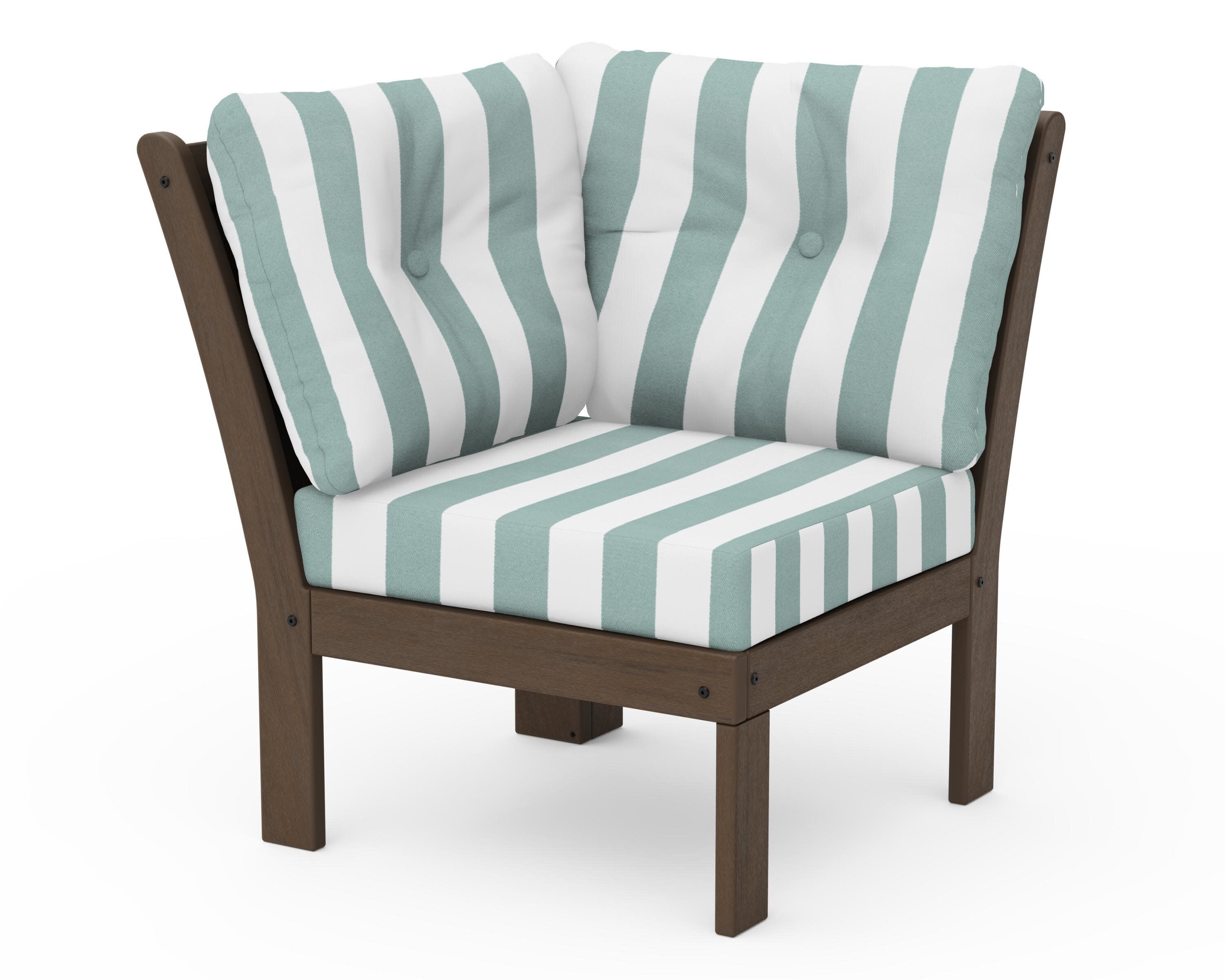 Vineyard Modular Corner Chair in Kona / Cabana Stripe Glacier Spa