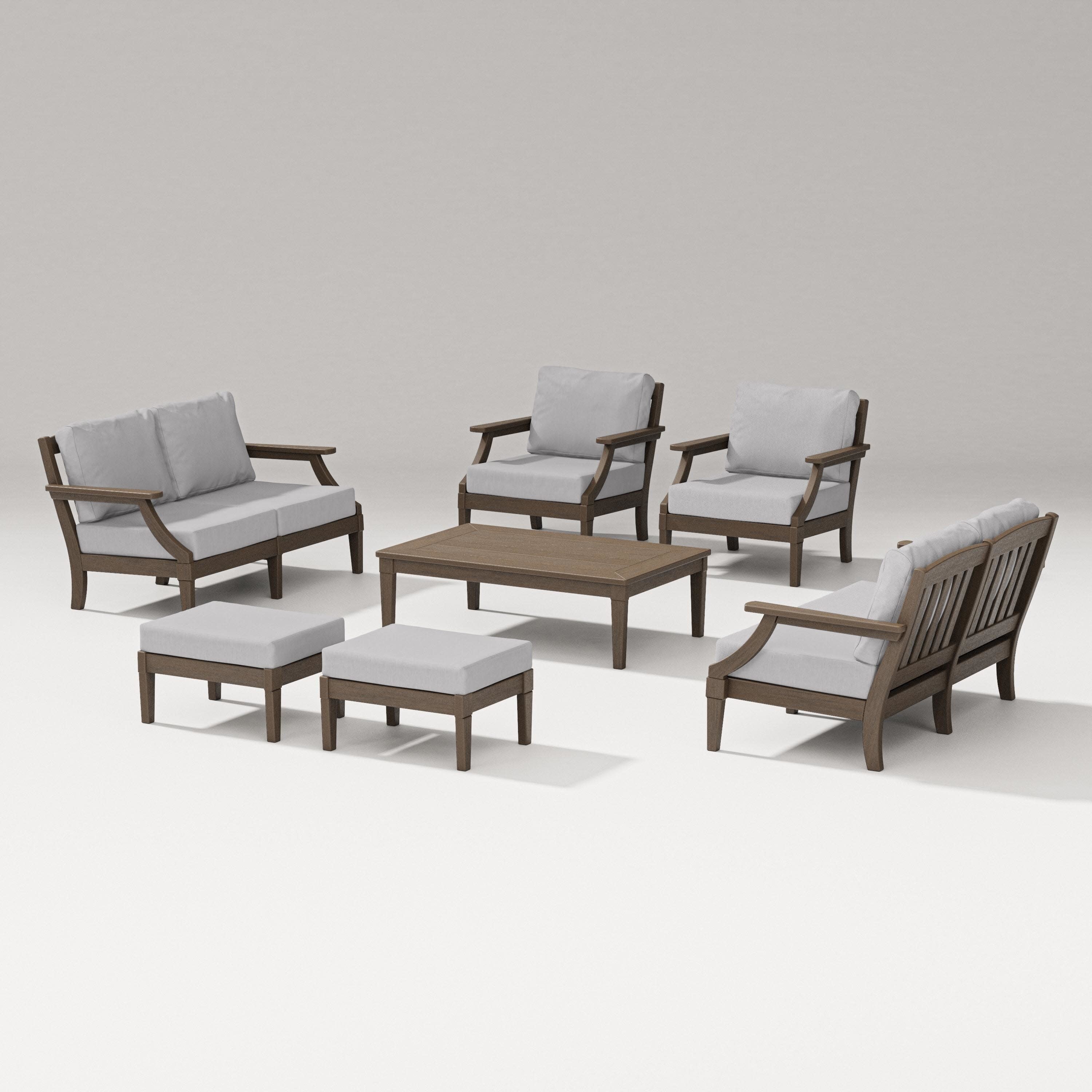Estate 7-Piece Lounge Loveseat Set in Kona / Granite
