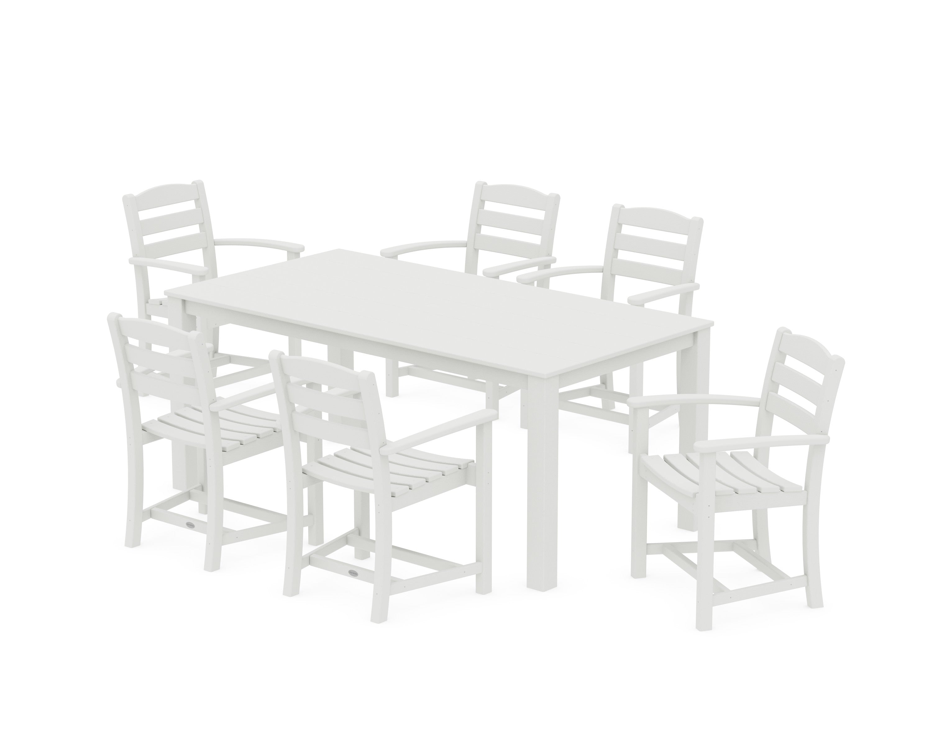 La Casa Cafe' Arm Chair 7-Piece Parsons Dining Set in Vintage White
