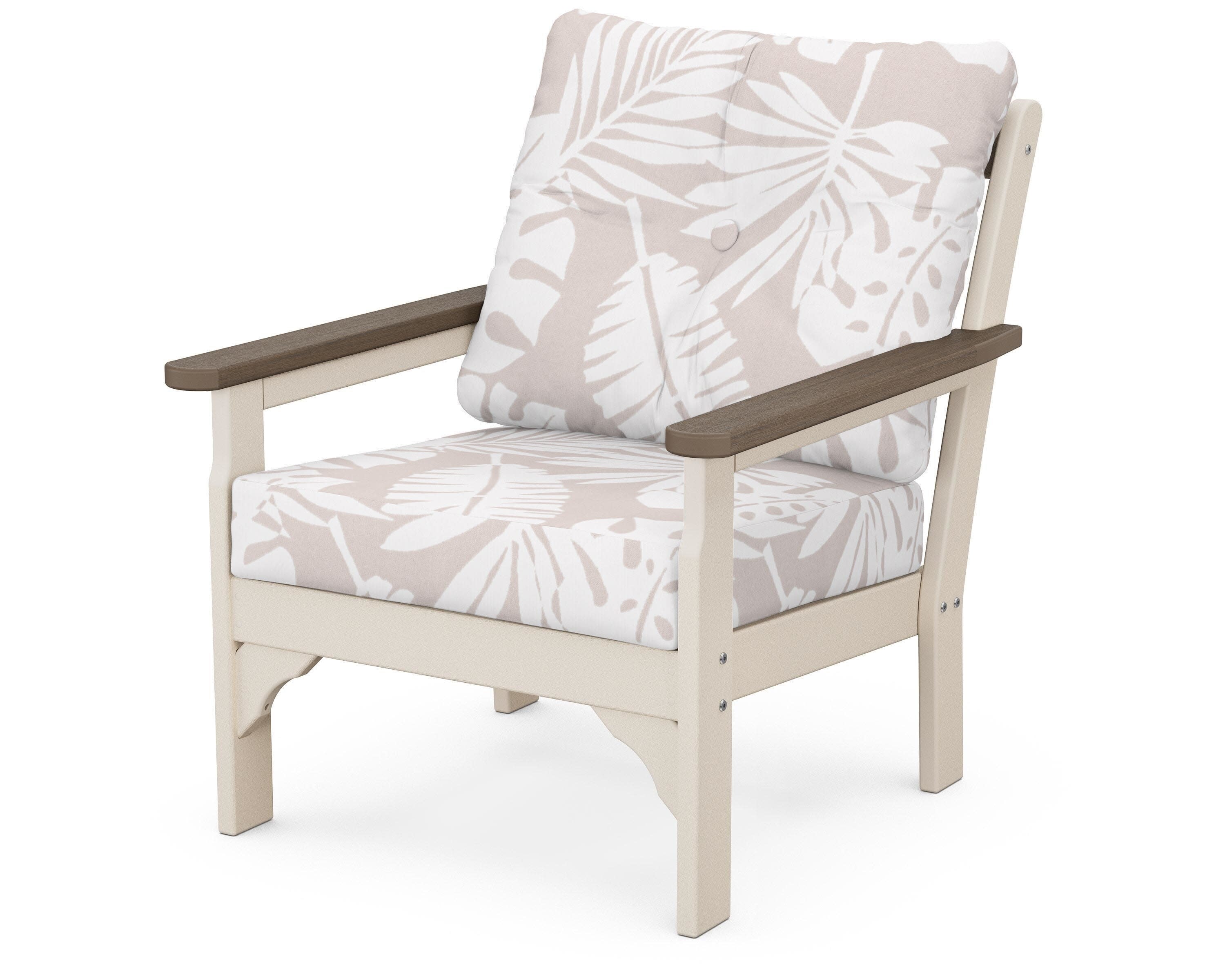 Vineyard Deep Seating Chair in Sand / Kona / Leaf Dune Burlap