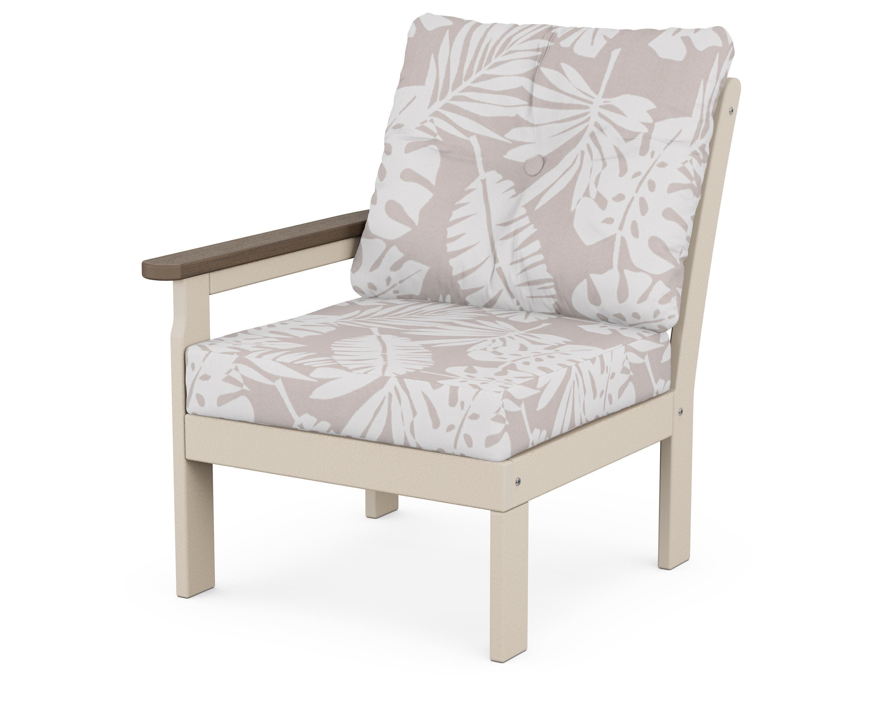 Vineyard Modular Left Arm Chair in Sand / Kona / Leaf Dune Burlap