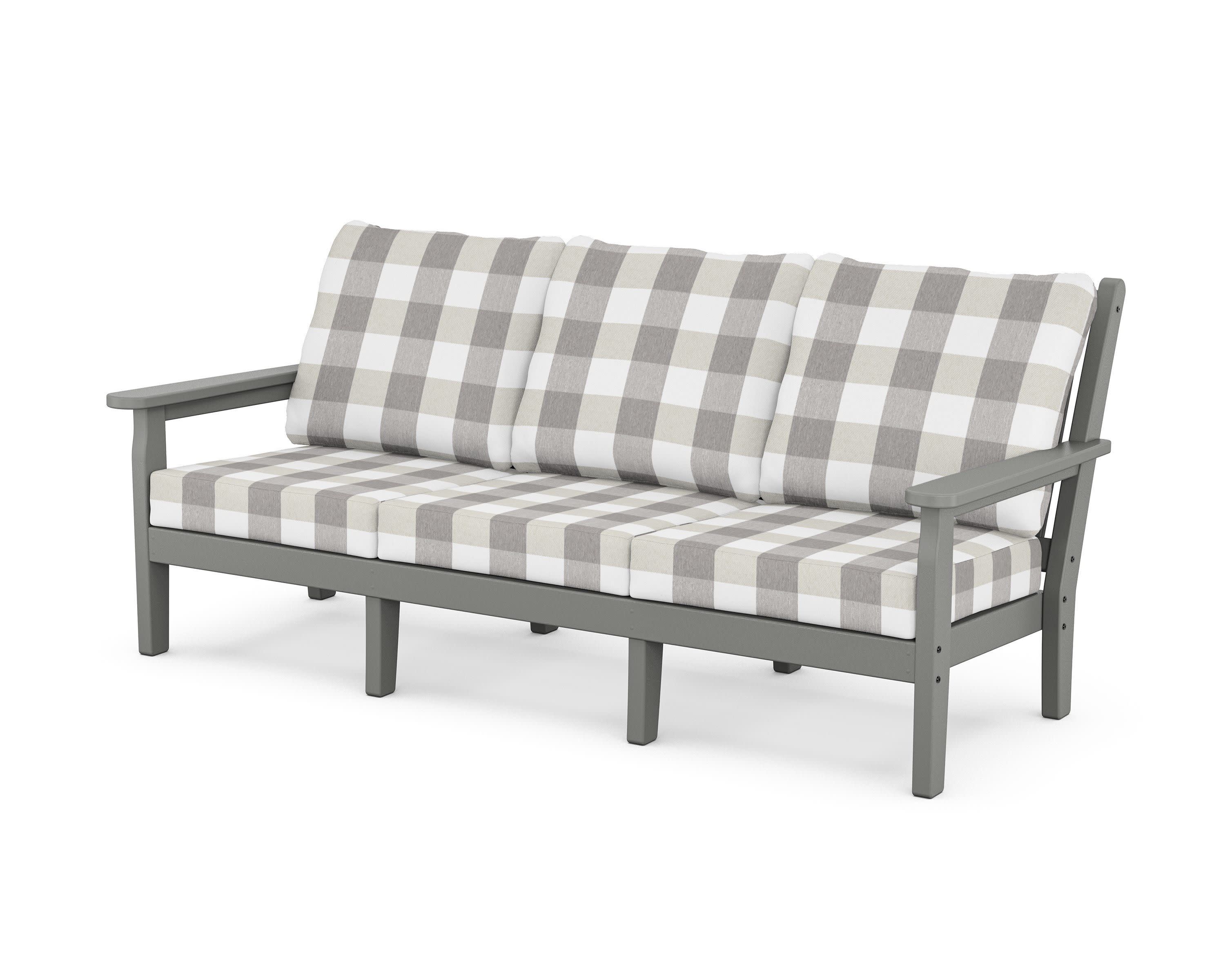 Chippendale Deep Seating Sofa in Slate Grey / Buffalo Plaid Grey Mist