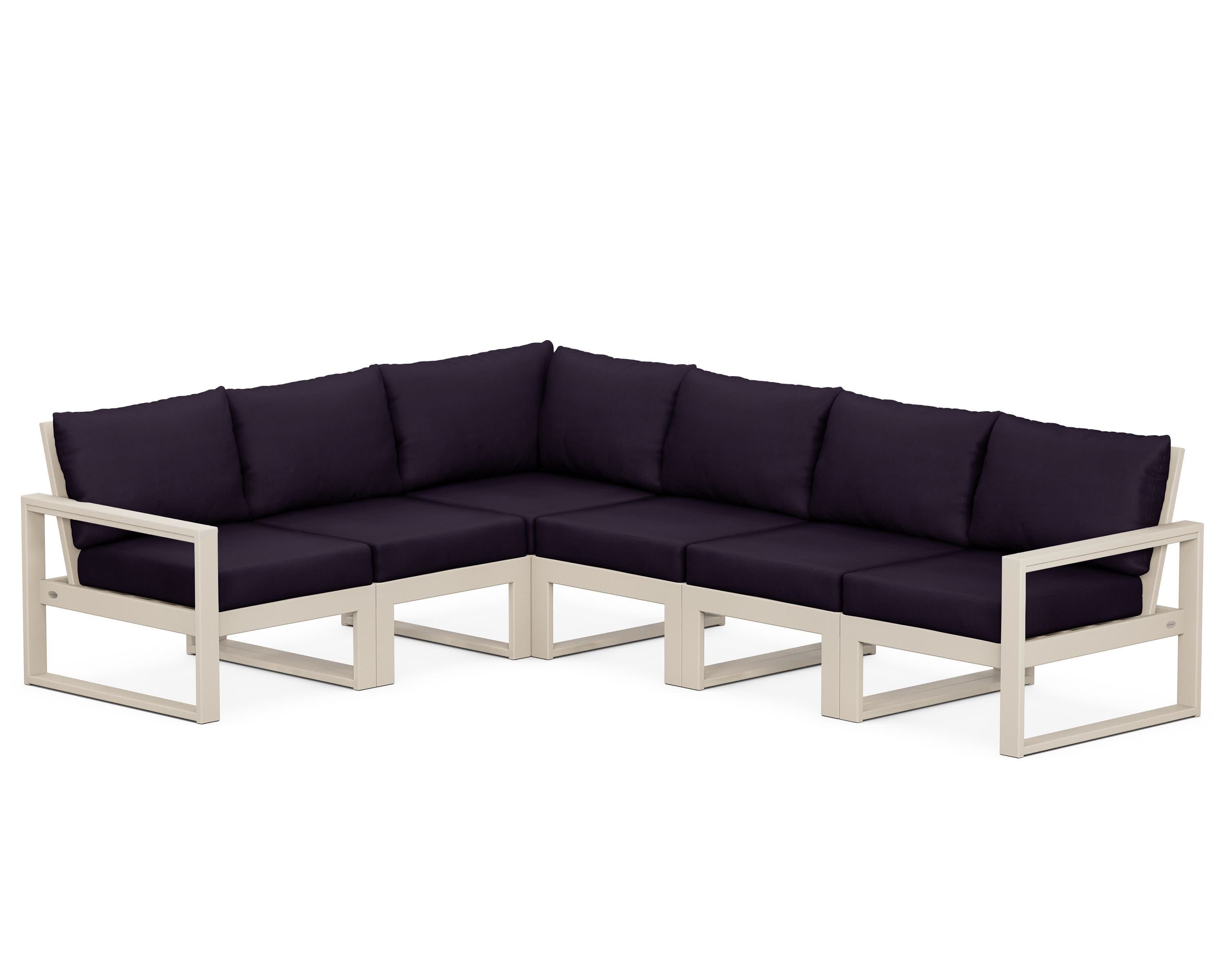 EDGE 6-Piece Modular Deep Seating Set in Sand / Navy Linen