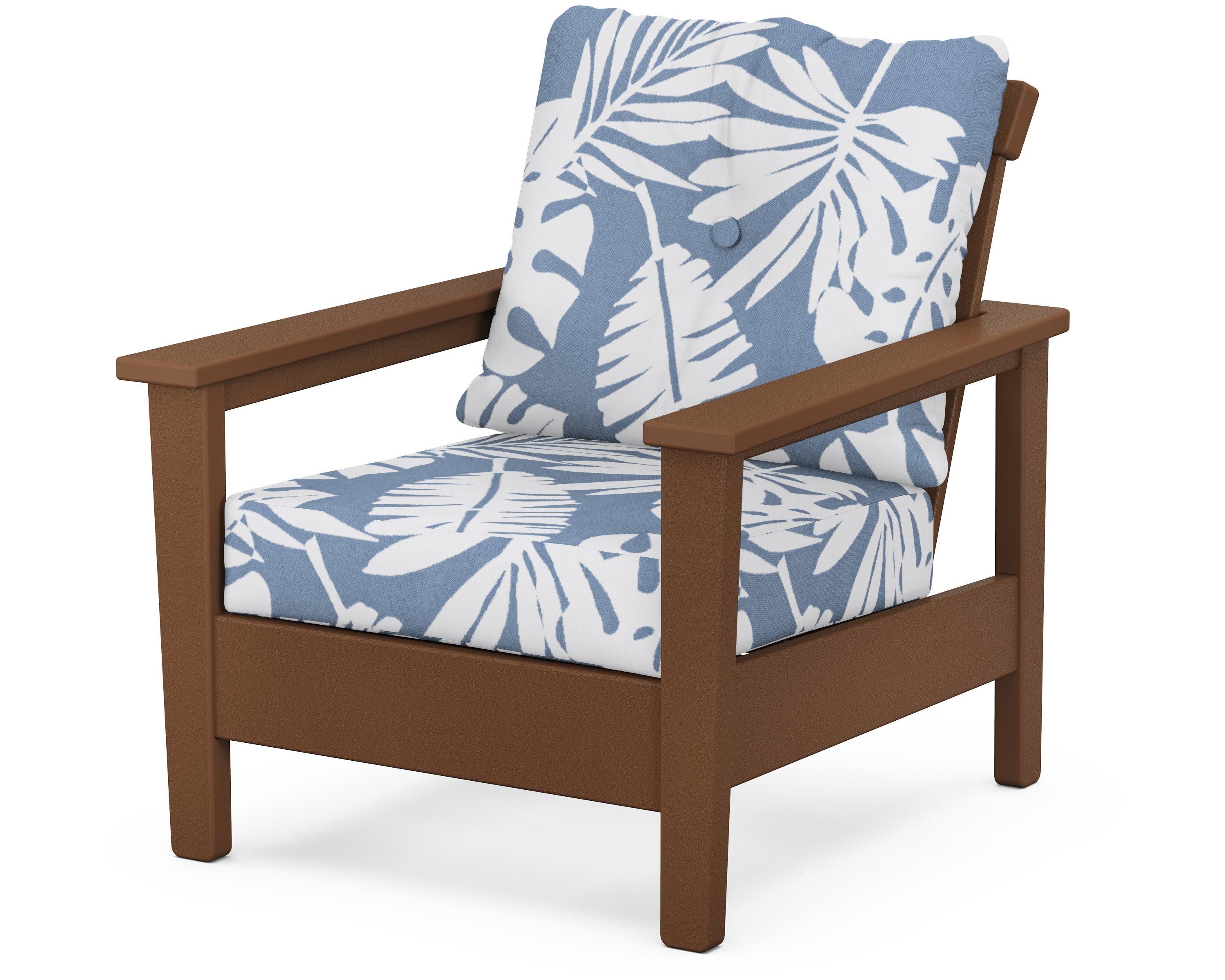 Prescott Deep Seating Chair in Teak / Leaf Sky Blue