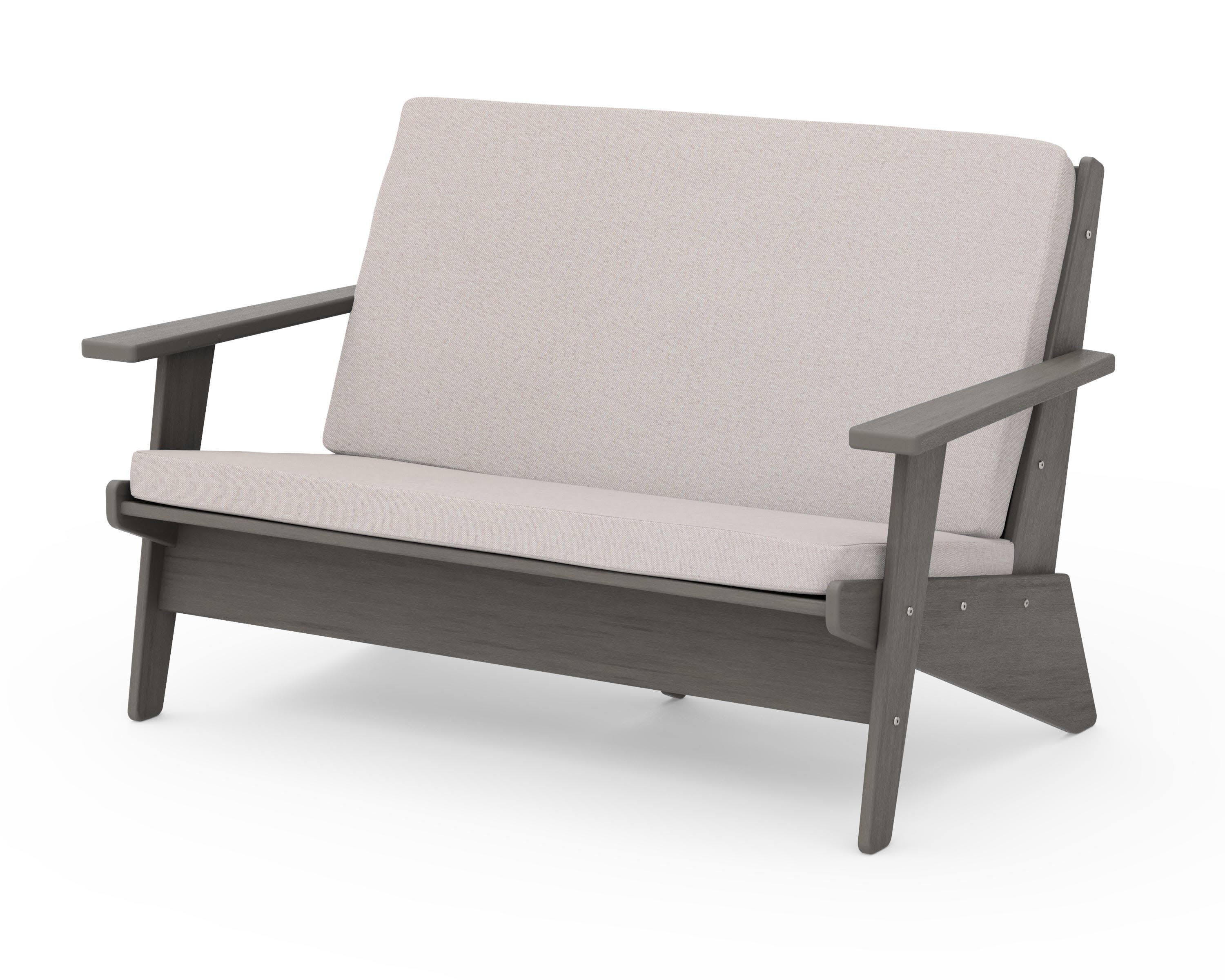 Riviera Modern Lounge Loveseat in Driftwood / Dune Burlap