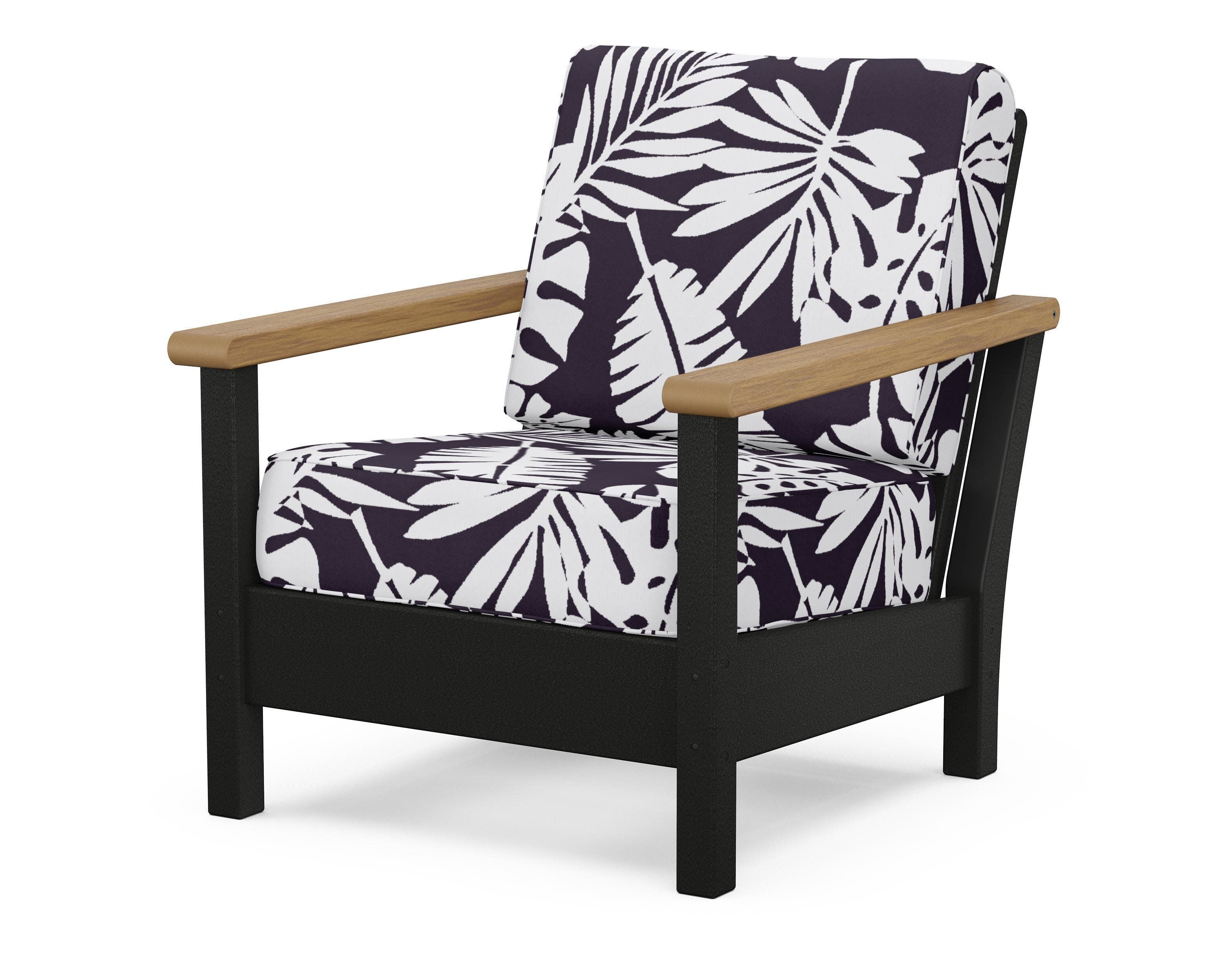 Harbour Deep Seating Chair in Black / Natural / Leaf Navy