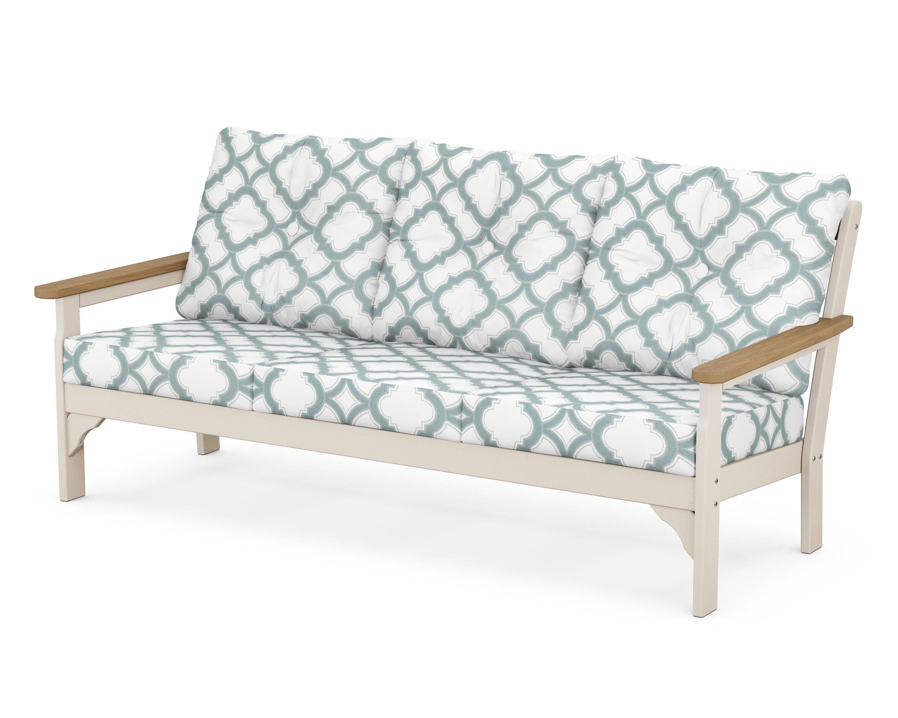Vineyard Deep Seating Sofa in Sand / Natural / Trellis Glacier Spa