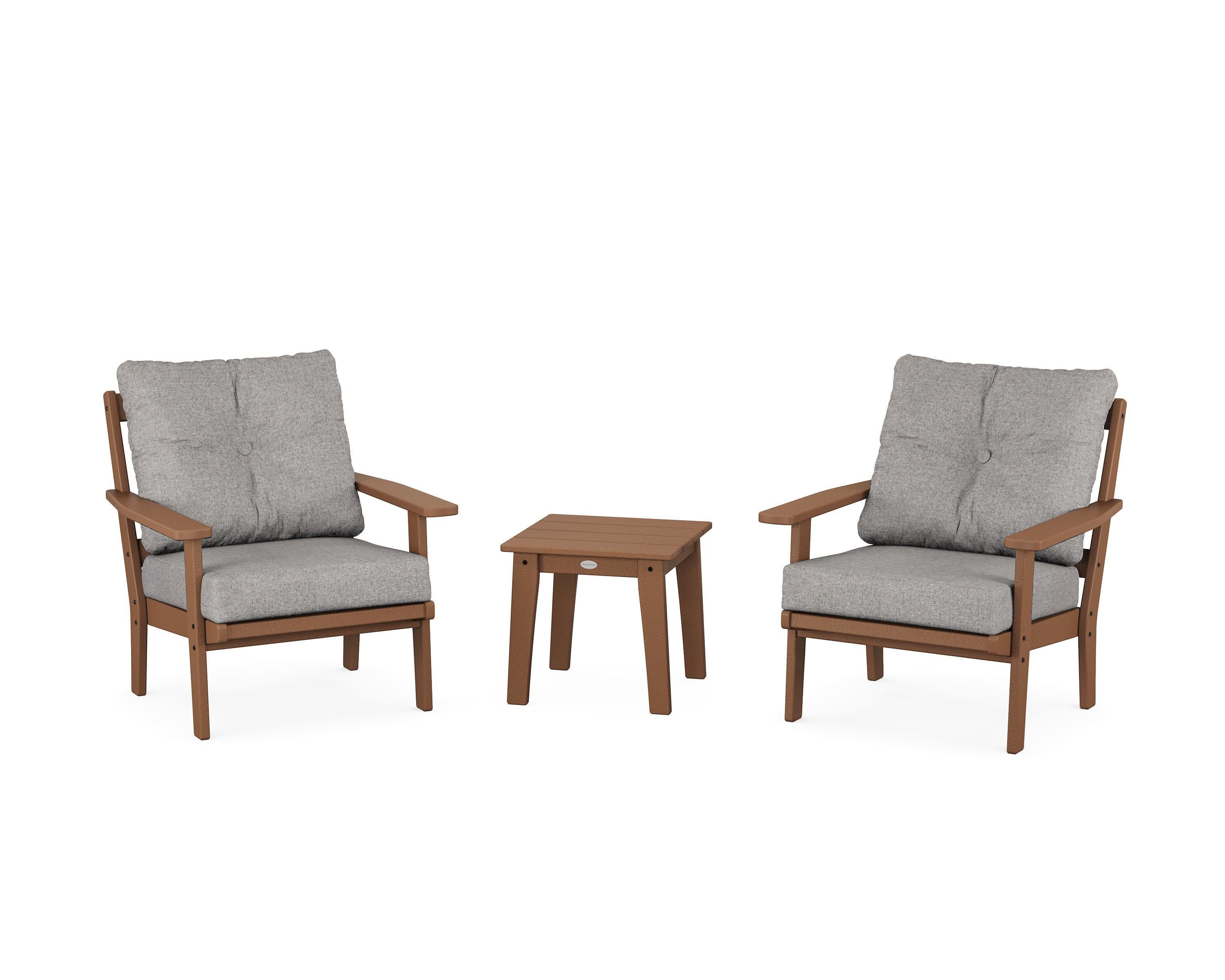 Oxford 3-Piece Deep Seating Set in Teak / Grey Mist