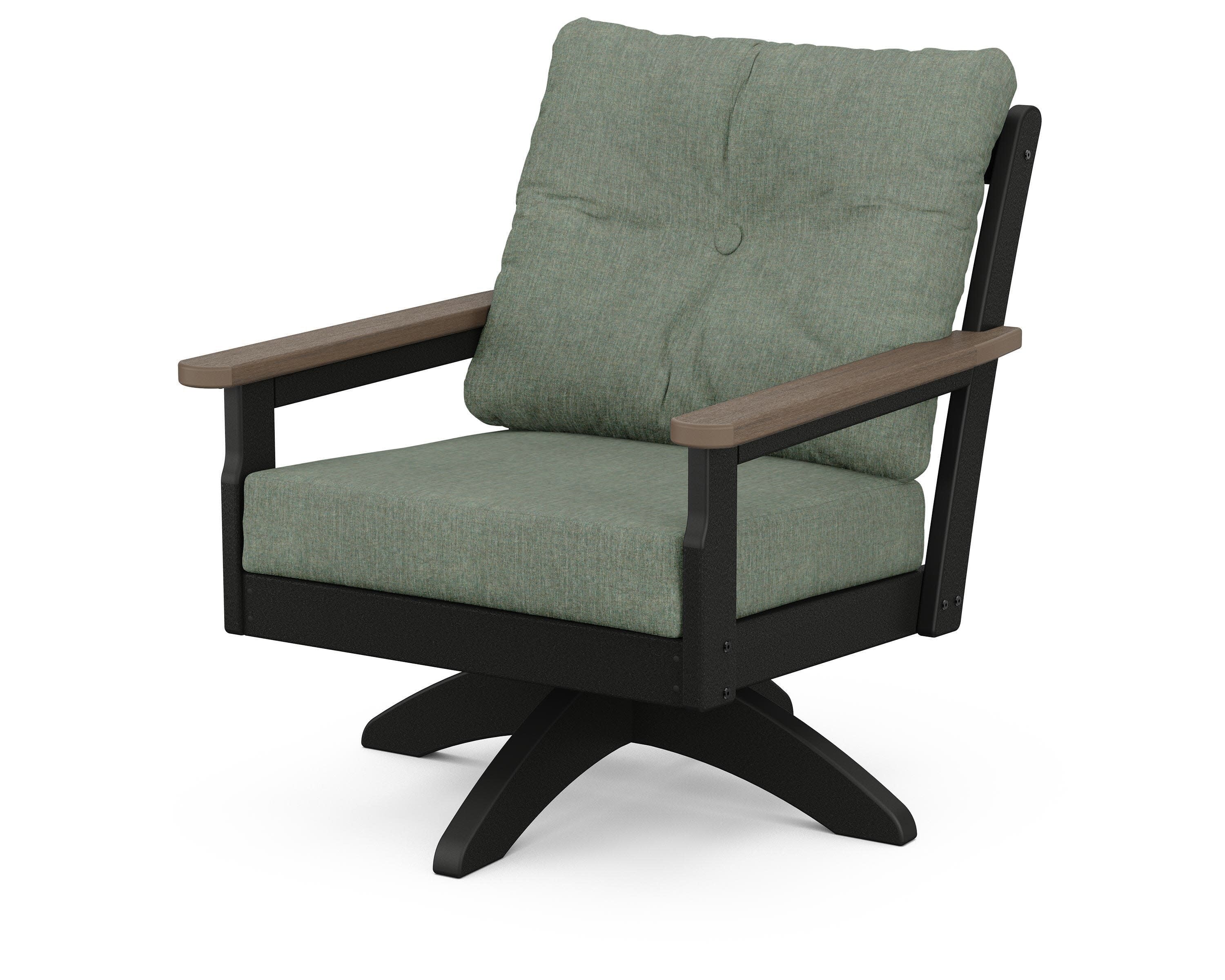 Vineyard Deep Seating Swivel Chair in Black / Kona / Cast Sage