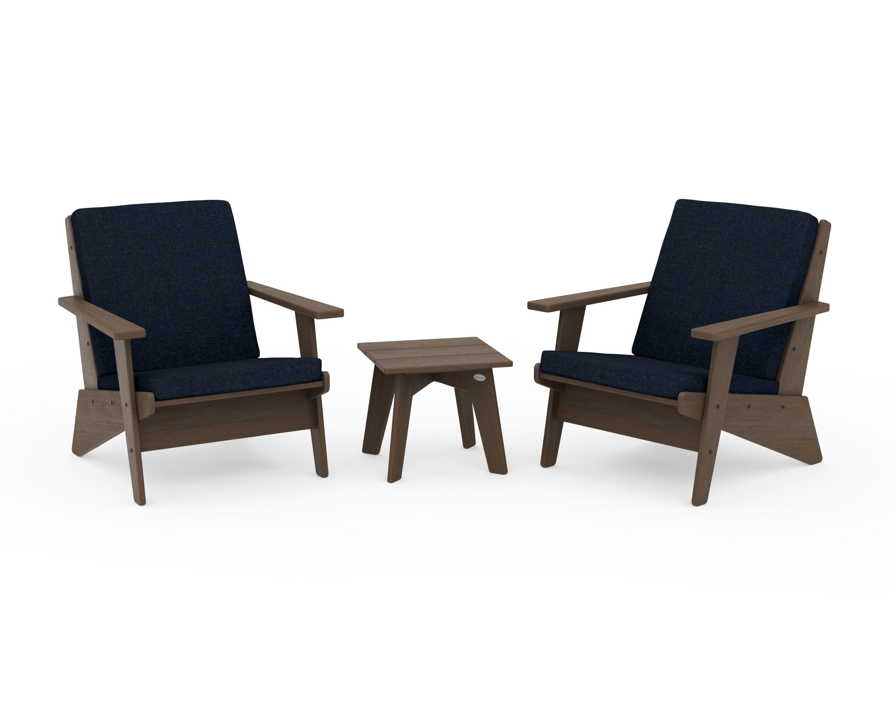 Riviera Modern Lounge 3-Piece Set in Kona / Marine Indigo