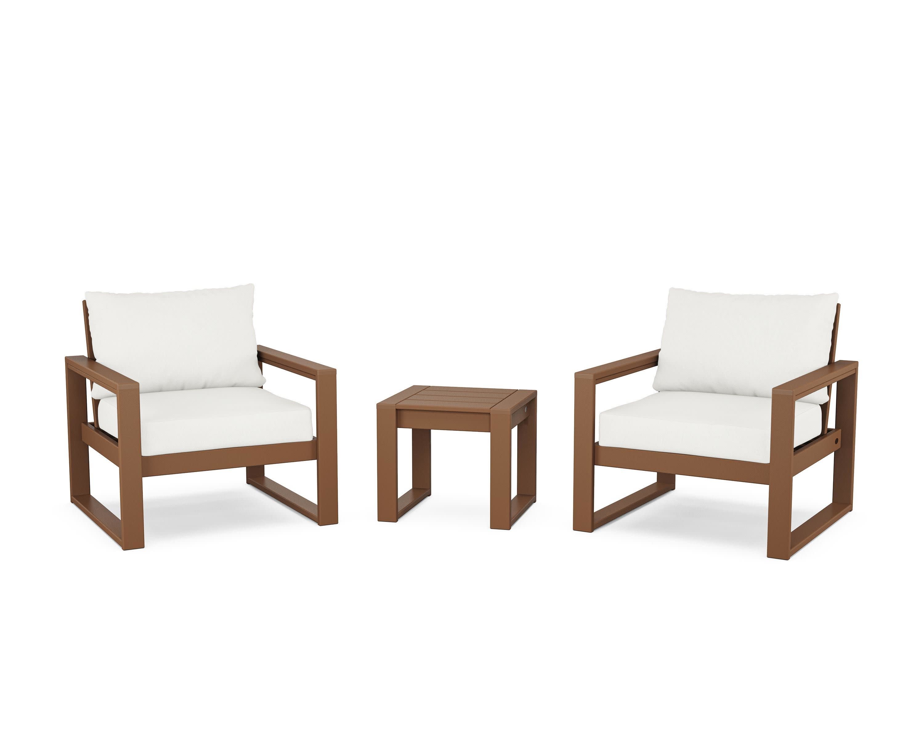 EDGE Sectional 3-Piece Deep Seating Set in Teak / Natural Linen