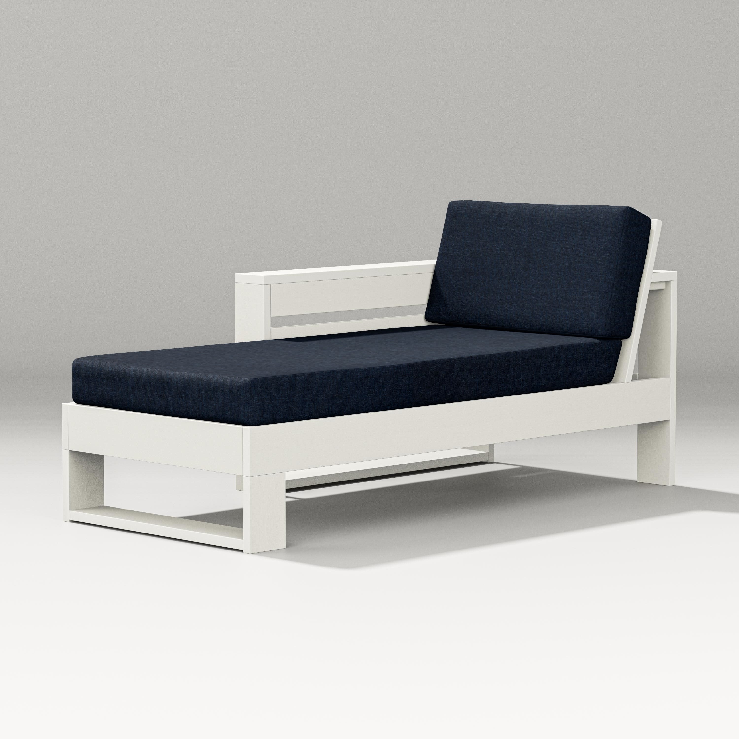Latitude Modular Left Arm Chaise in Vintage White / Marine Indigo