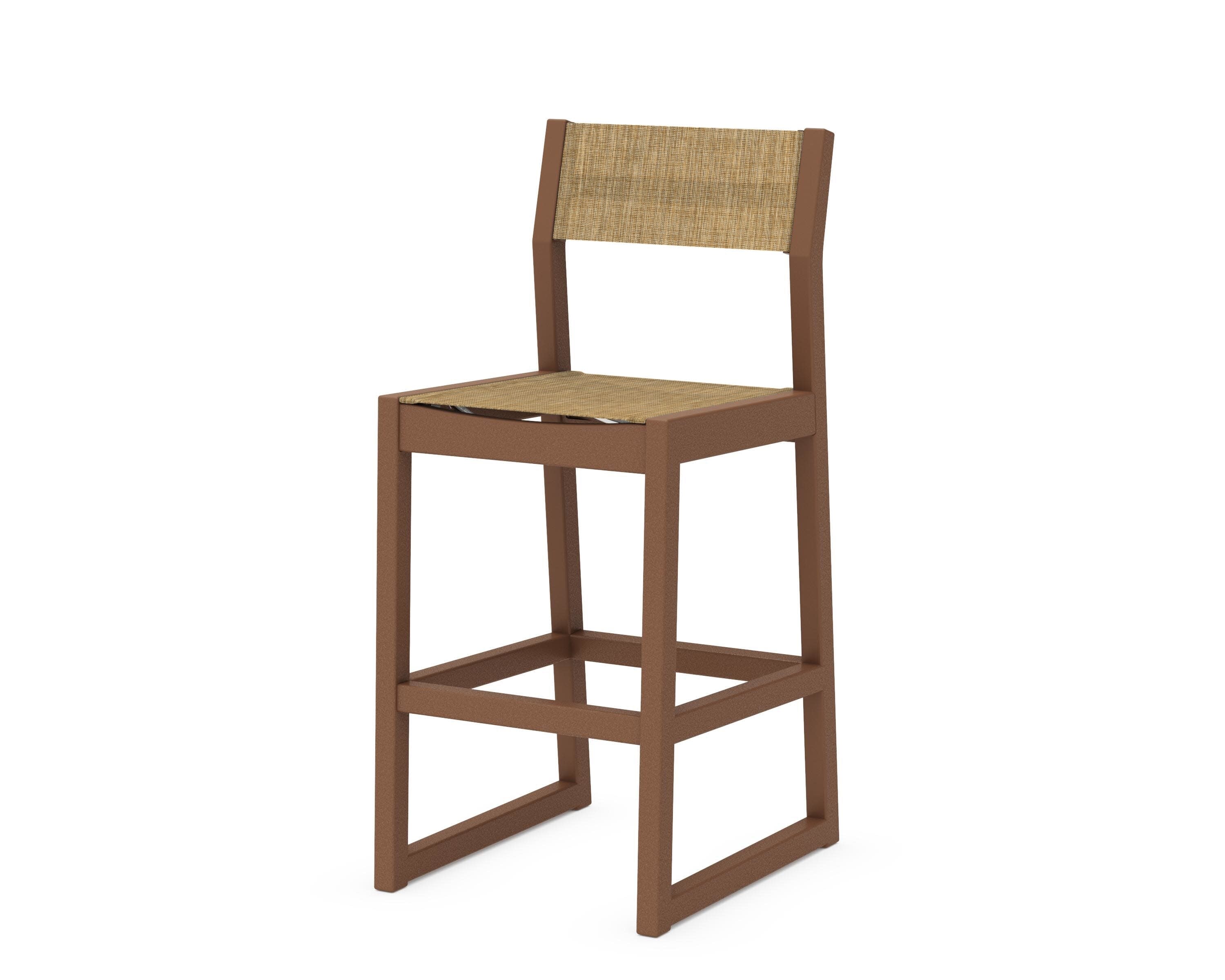EDGE Sling Bar Side Chair in Teak / Burlap Sling