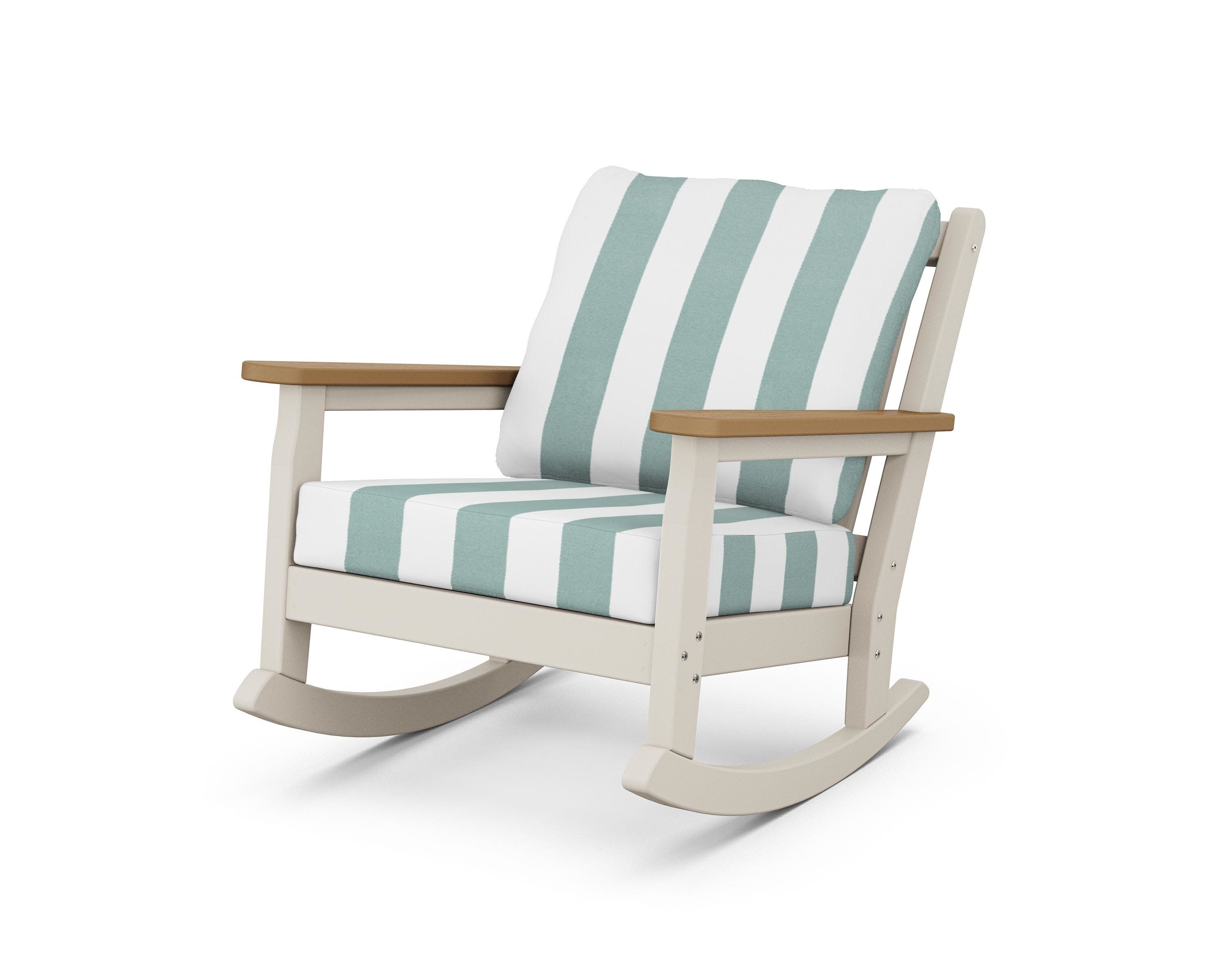 Chippendale Deep Seating Rocking Chair in Sand / Natural / Cabana Stripe Glacier Spa