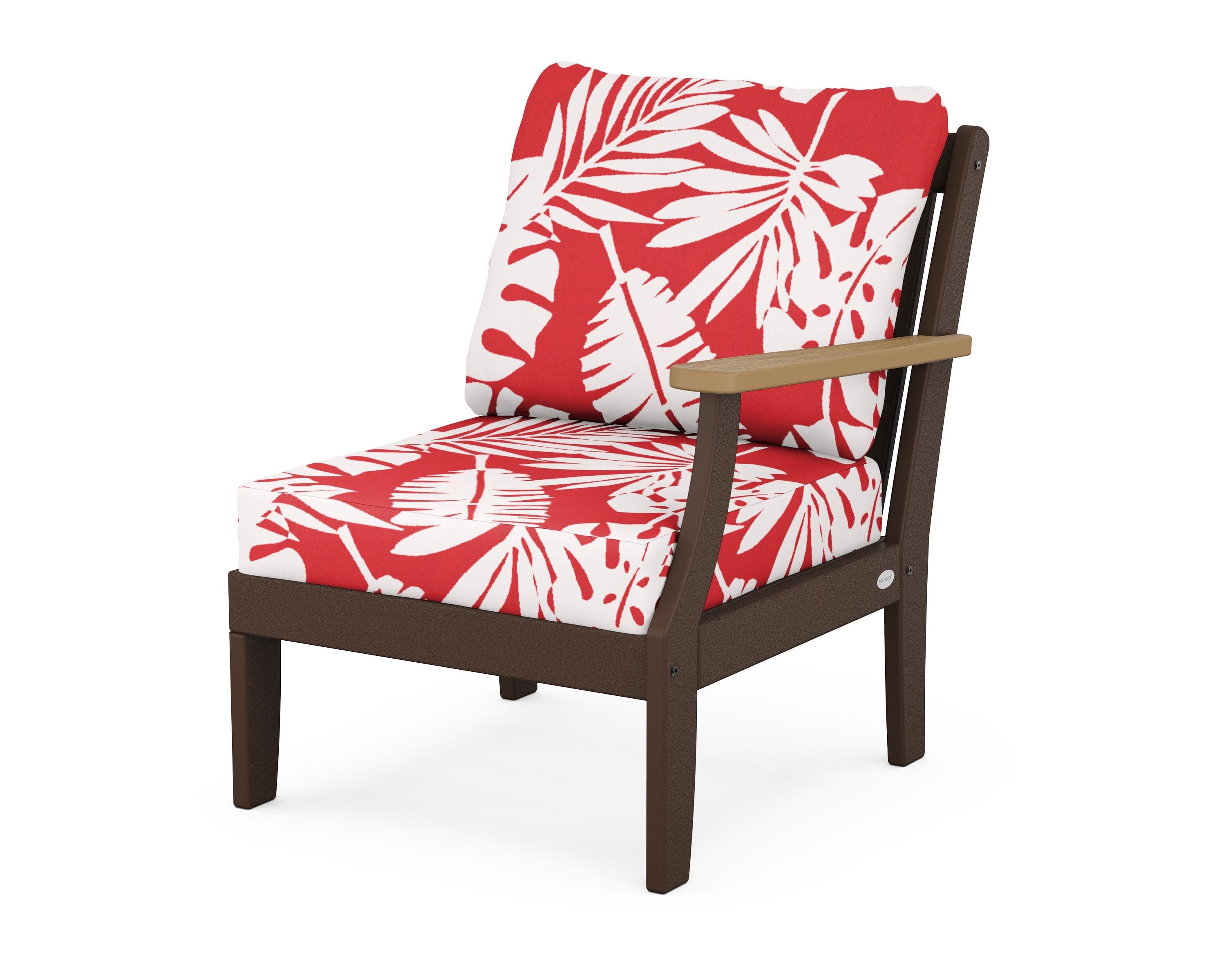 Braxton Modular Right Arm Chair in Mahogany / Natural / Leaf Crimson