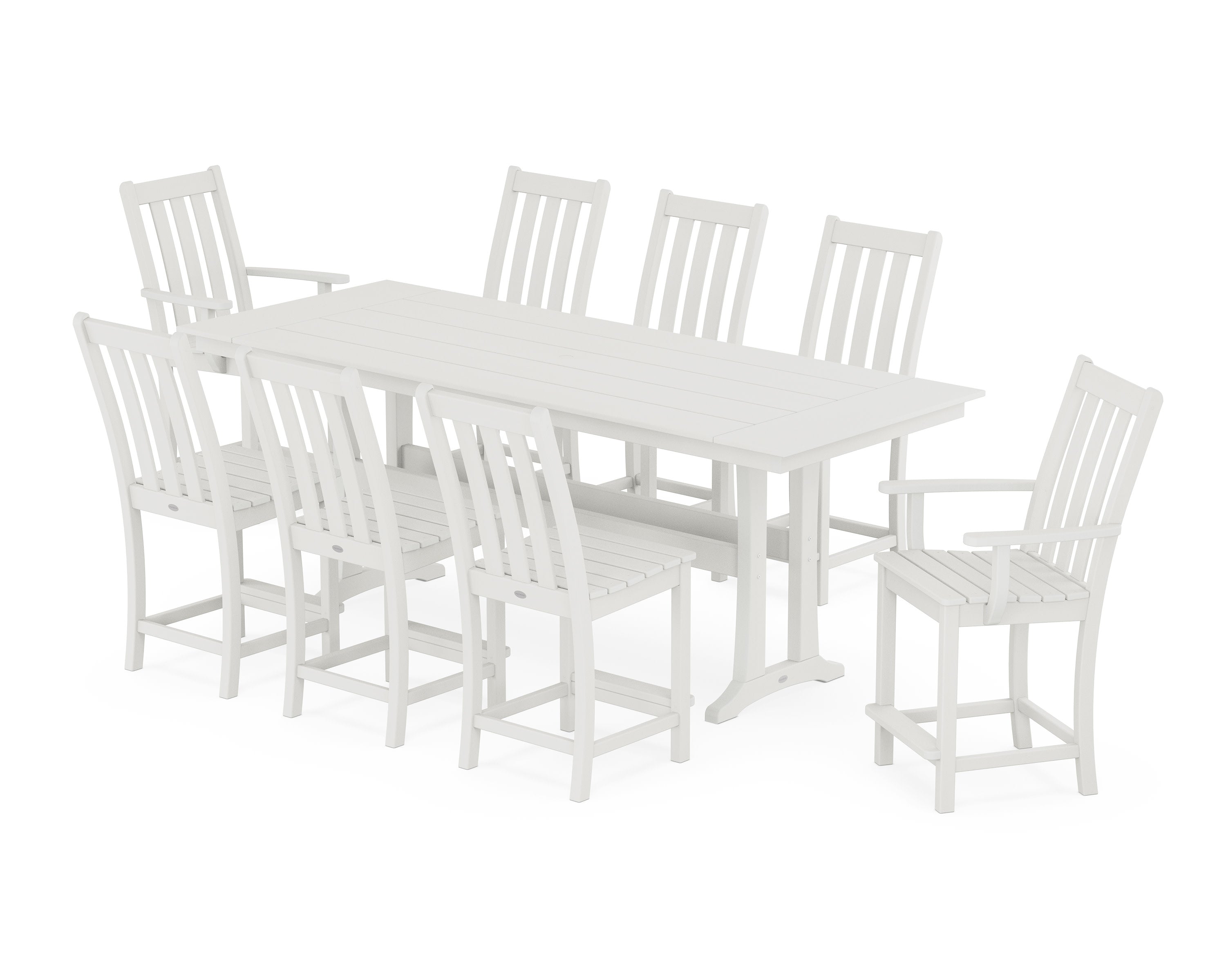 Vineyard 9-Piece Farmhouse Counter Set with Trestle Legs in Vintage White
