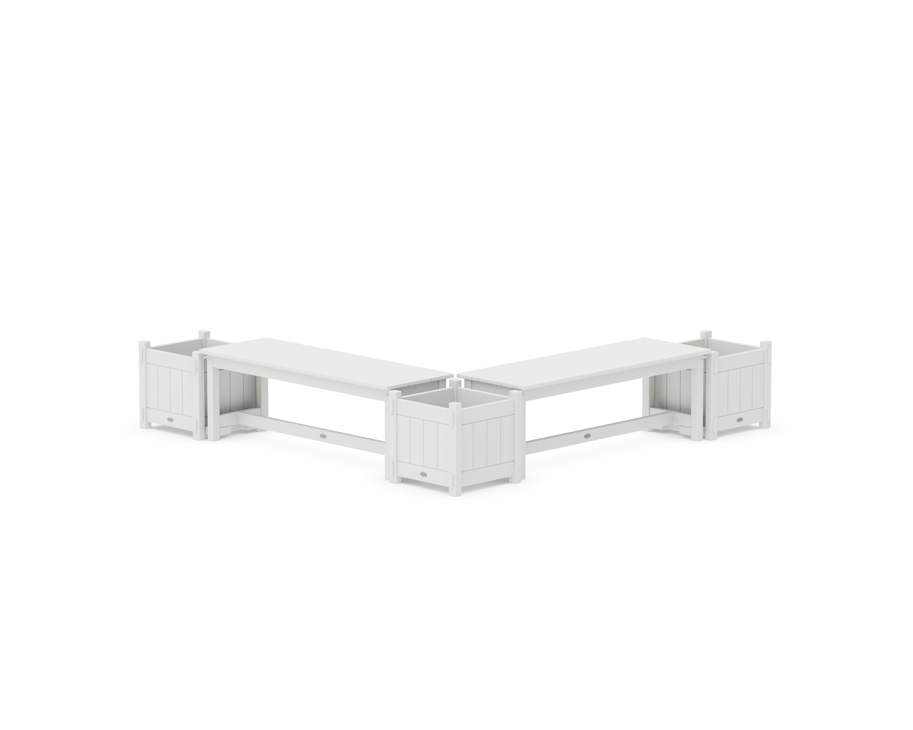48" Vineyard L- Shaped Planter Bench Corner Set in White