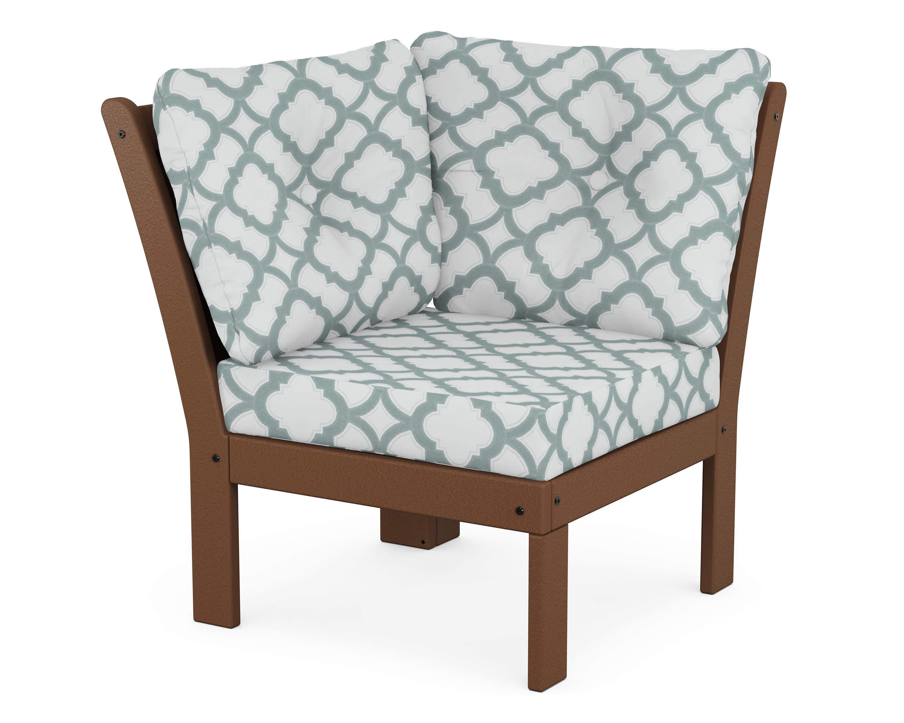 Vineyard Modular Corner Chair in Teak / Trellis Glacier Spa