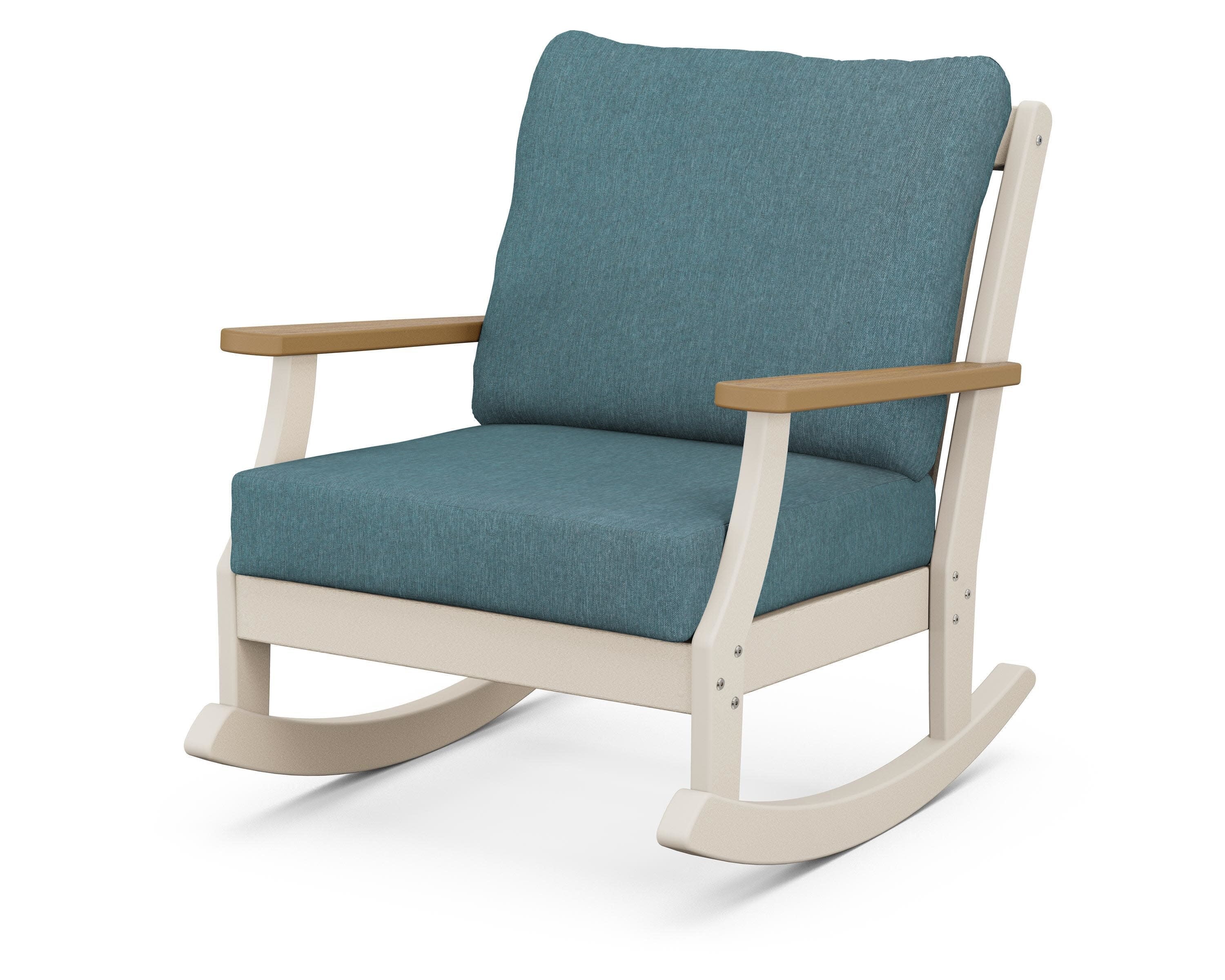 Braxton Deep Seating Rocking Chair in Sand / Natural / Ocean Teal