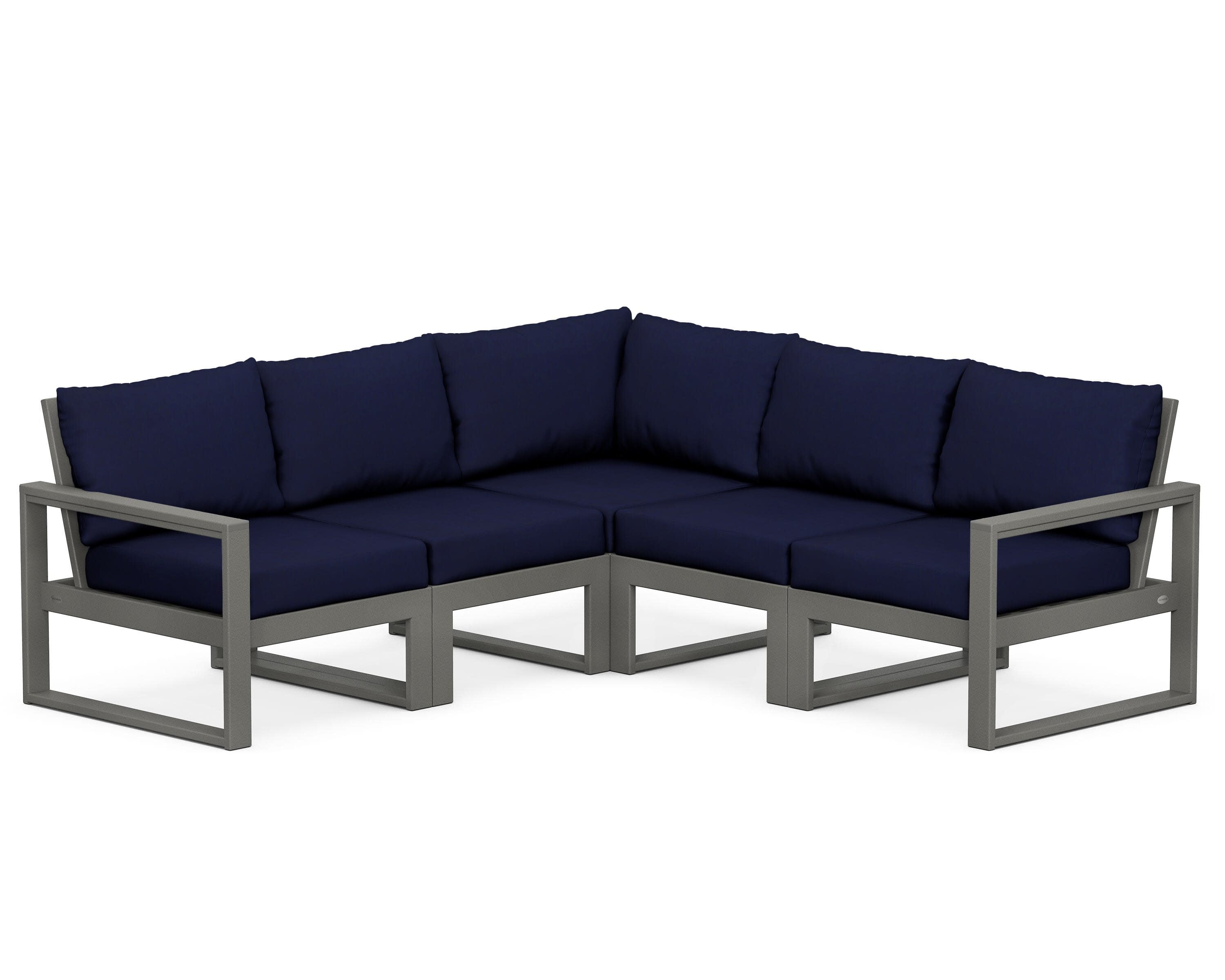 EDGE 5-Piece Modular Deep Seating Set in Slate Grey / Navy