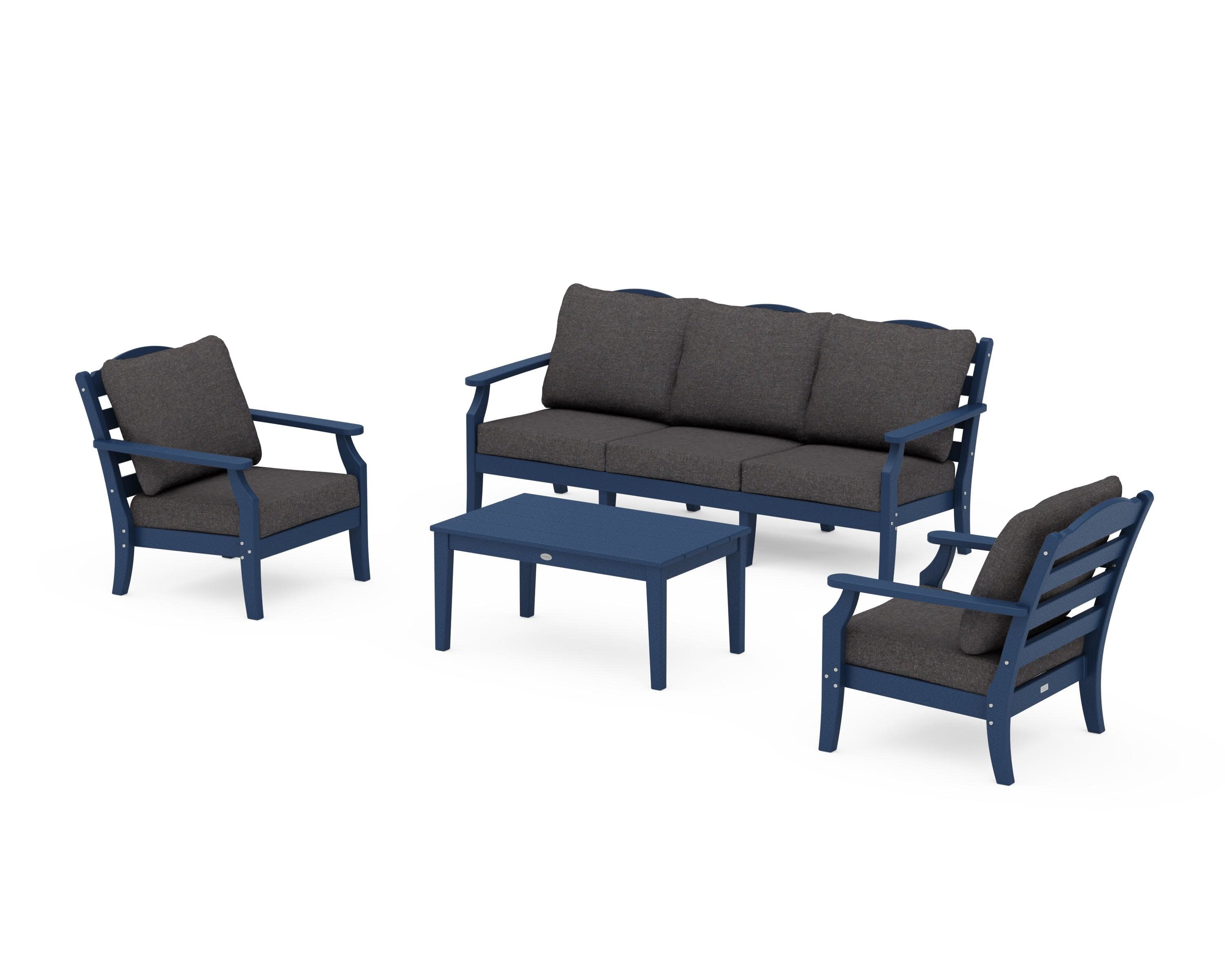 Savannah 4-Piece Deep Seating Set with Sofa in Navy / Ash Charcoal