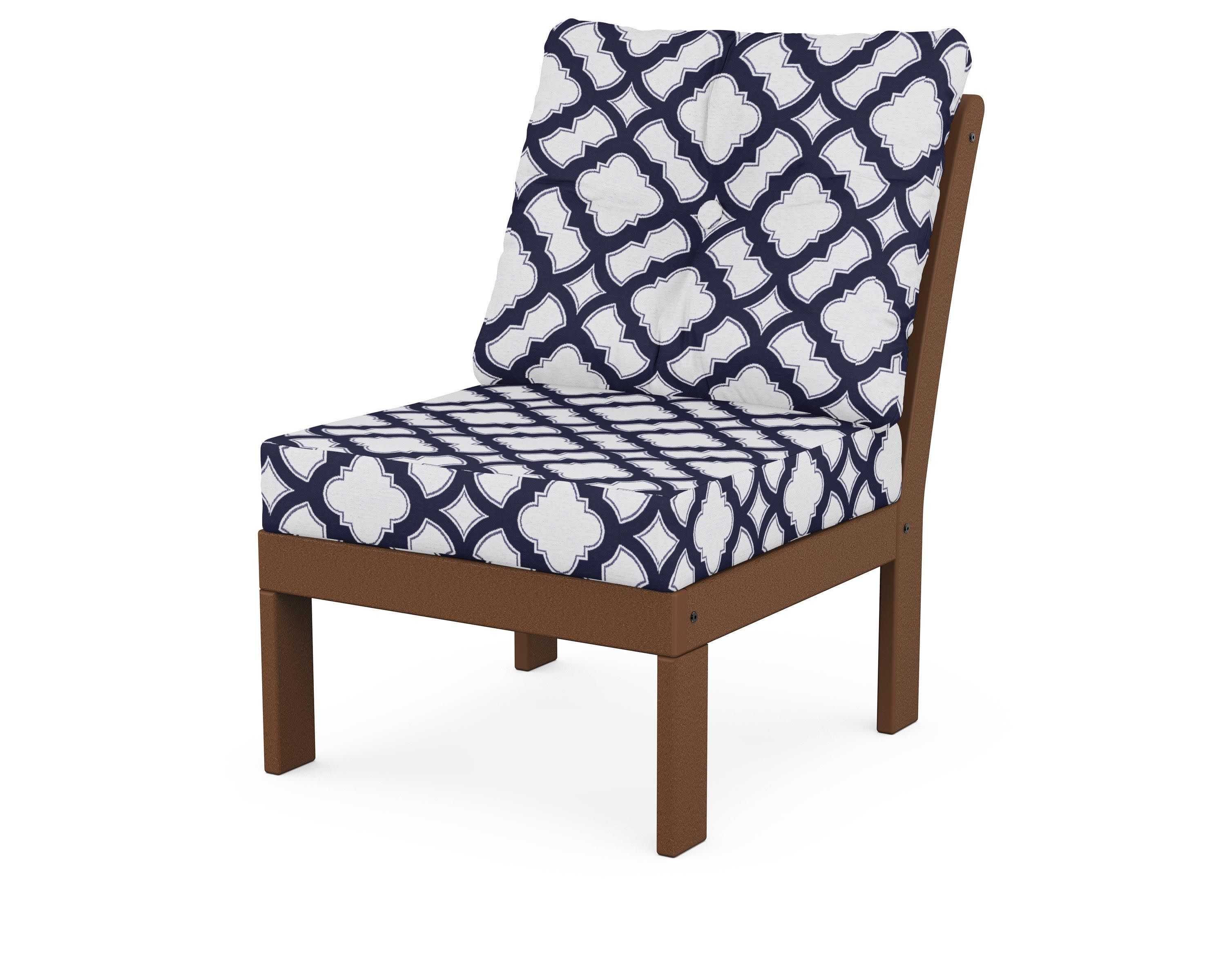 Vineyard Modular Armless Chair in Teak / Trellis Navy
