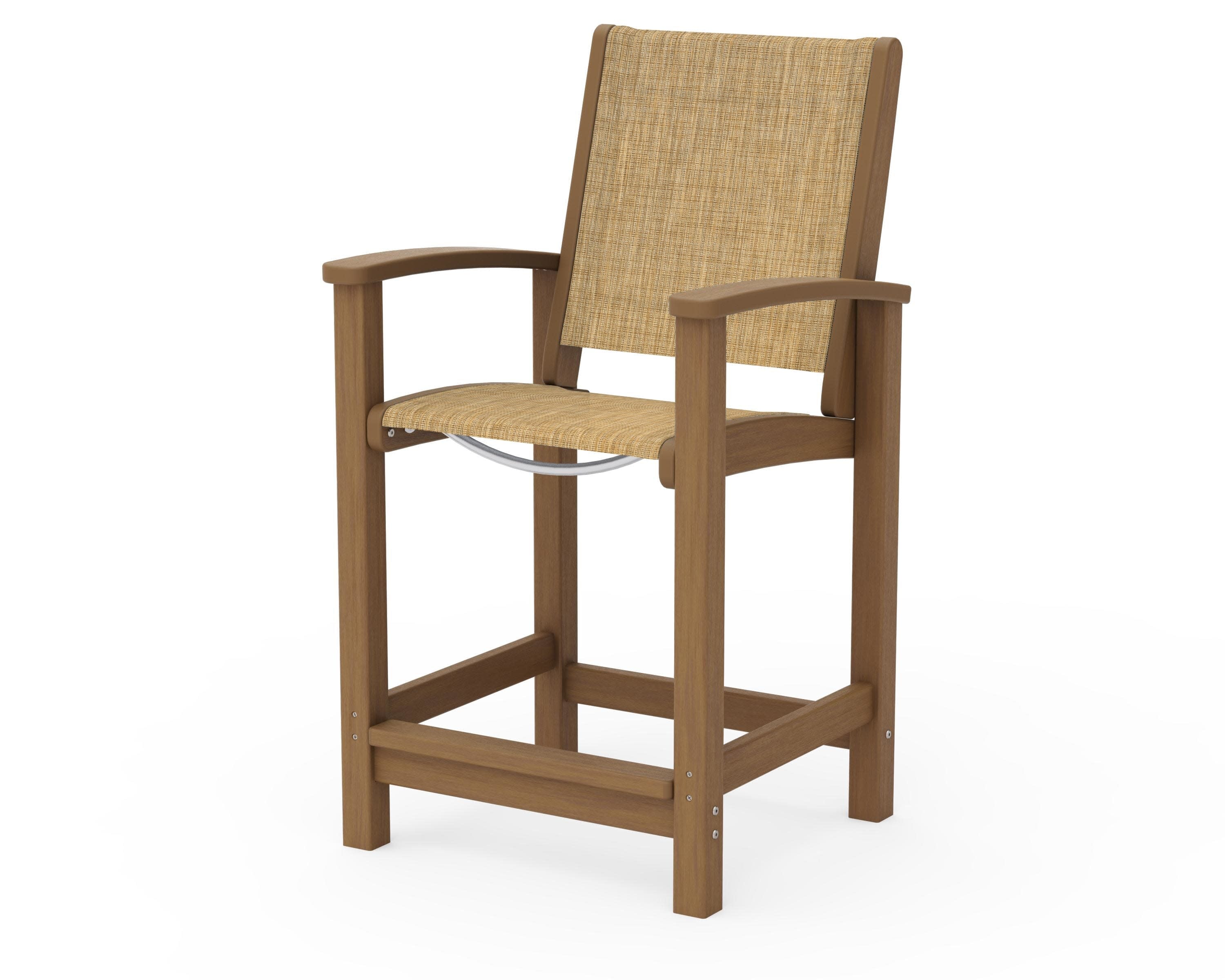 Coastal Counter Chair in Natural / Burlap Sling