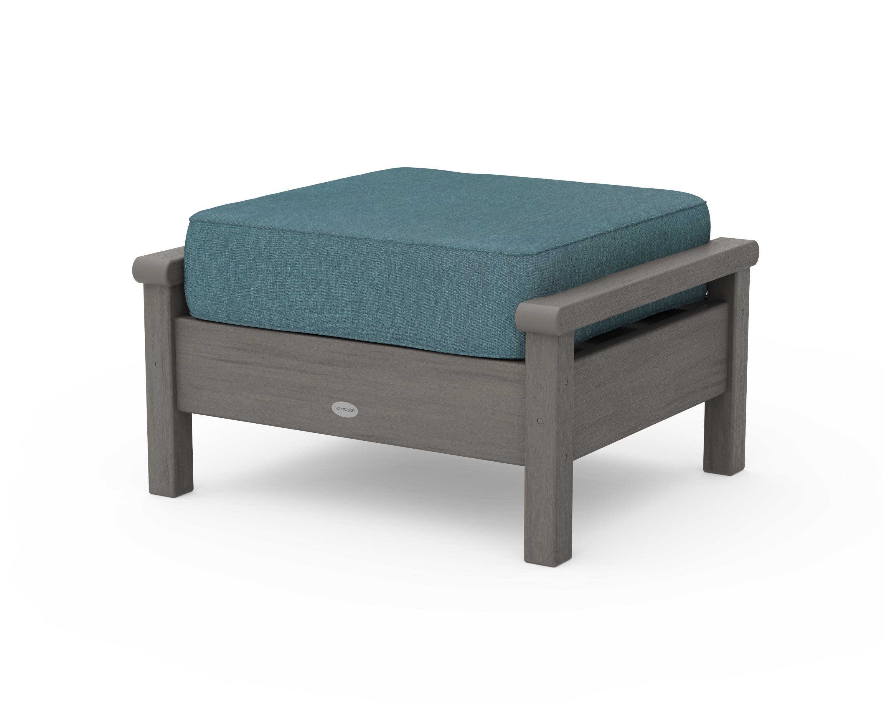 Harbour Deep Seating Ottoman in Driftwood / Ocean Teal